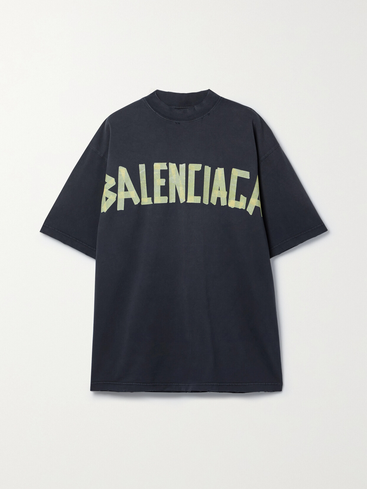 Balenciaga Oversized Distressed Printed Cotton-jersey T-shirt In Black