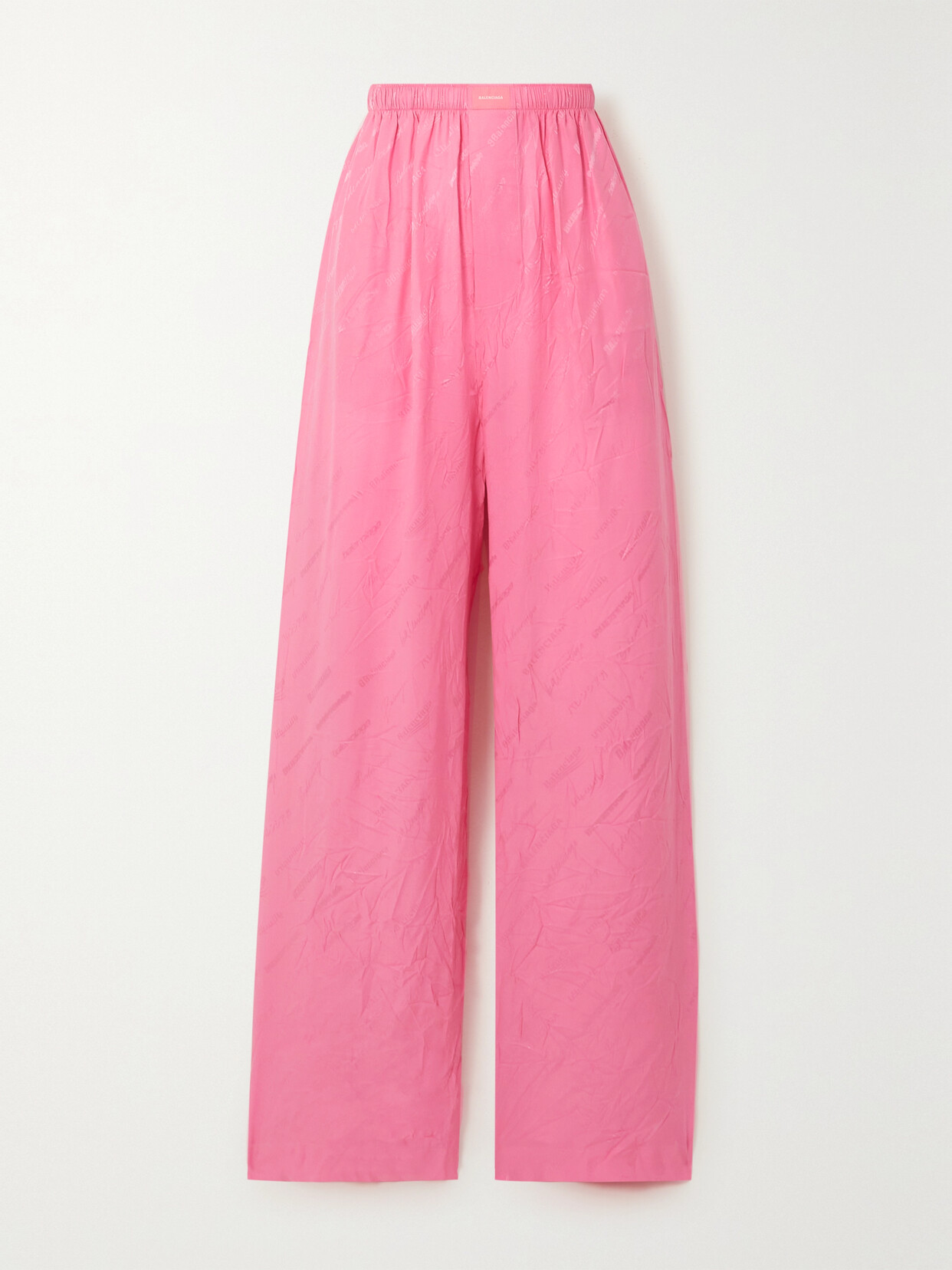 Balenciaga Crinkled Silk-jacquard Pants In Pink