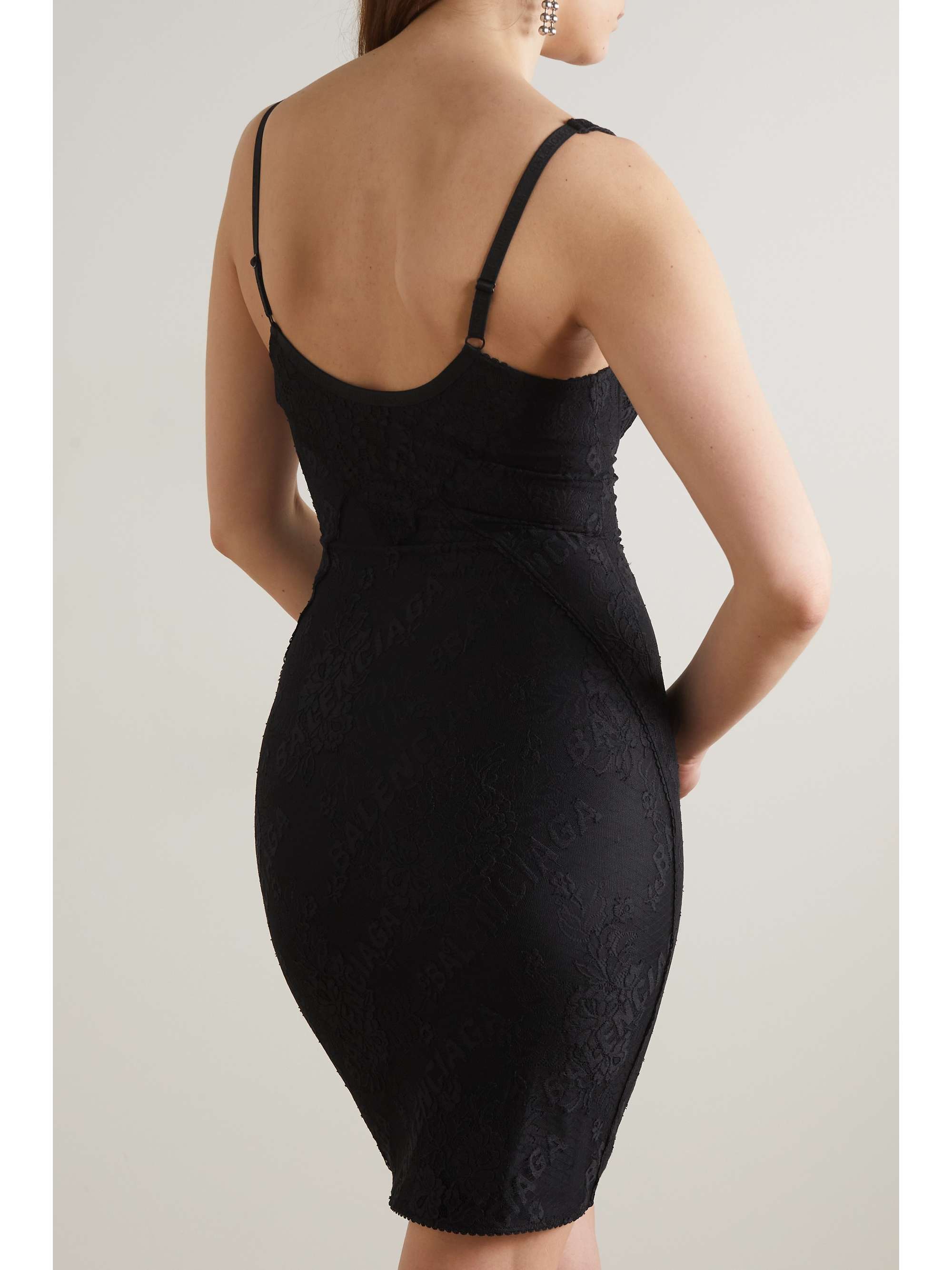 BALENCIAGA Paneled stretch-lace mini dress