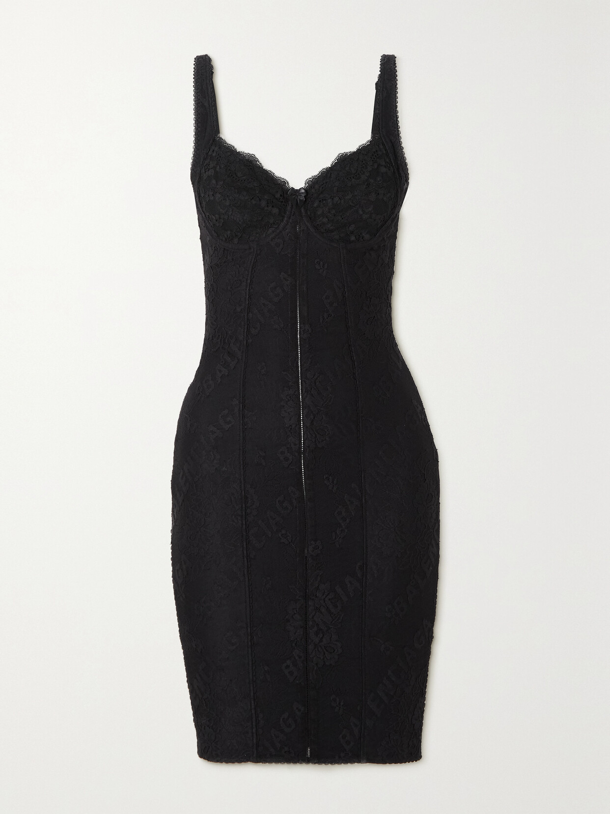 Balenciaga - Paneled Stretch-lace Mini Dress - Black