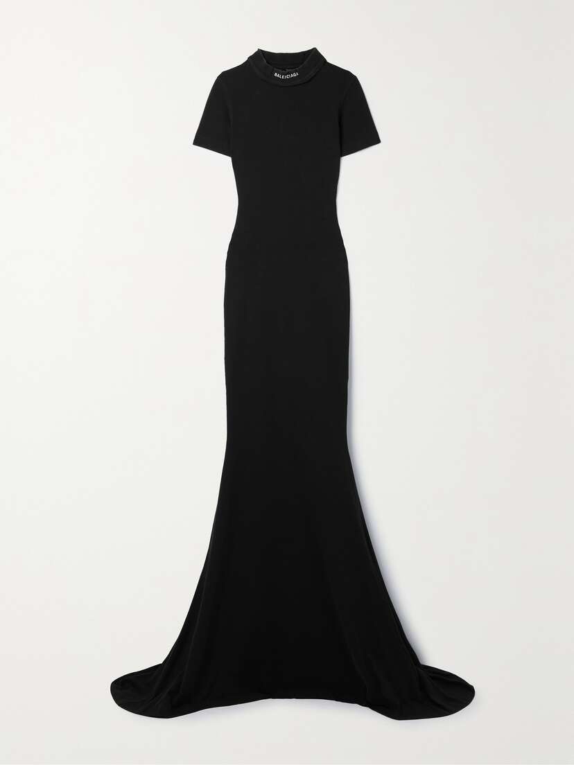 Balenciaga Embroidered Stretch-cotton Jersey Maxi Dress