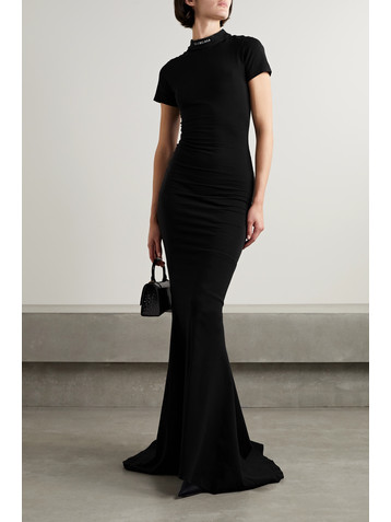 Balenciaga Embroidered stretch-cotton jersey maxi dress