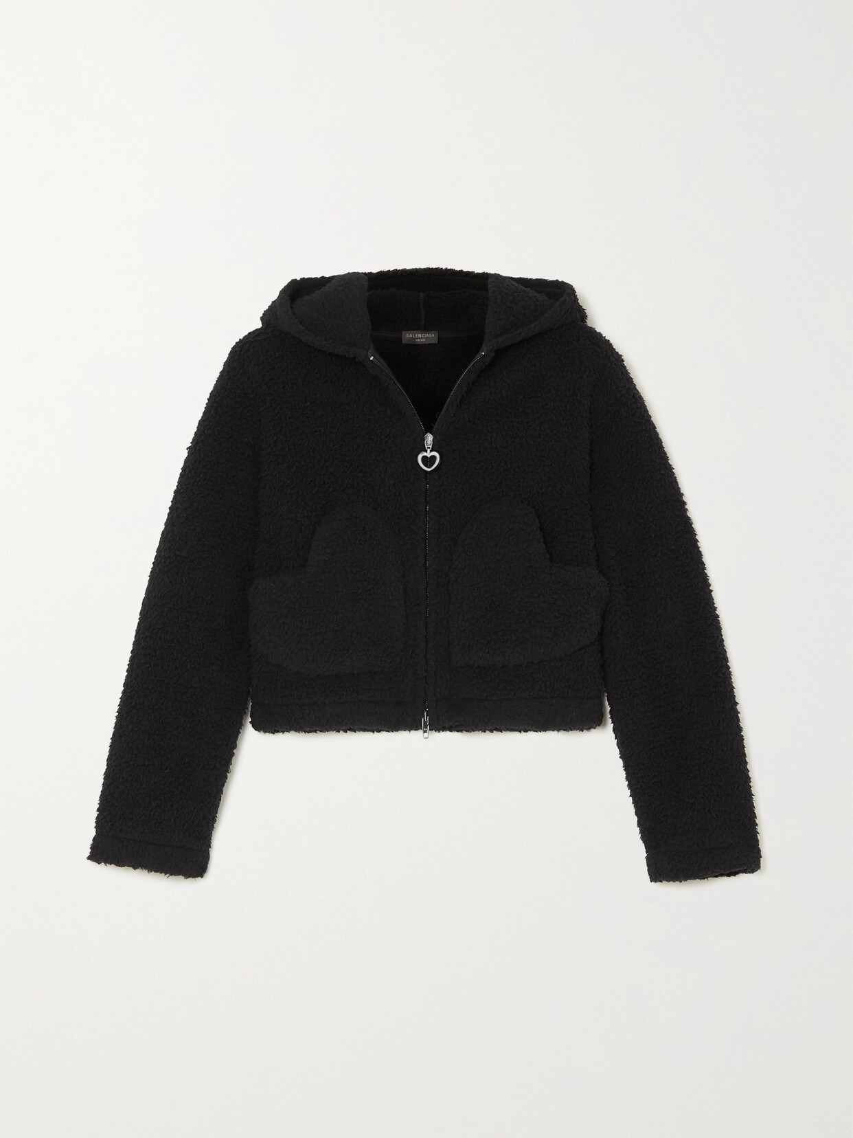 Balenciaga - Embroidered Faux Fur Hoodie - Black