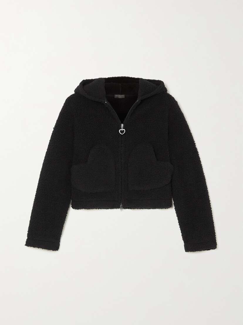Balenciaga Embroidered Faux Fur Hoodie