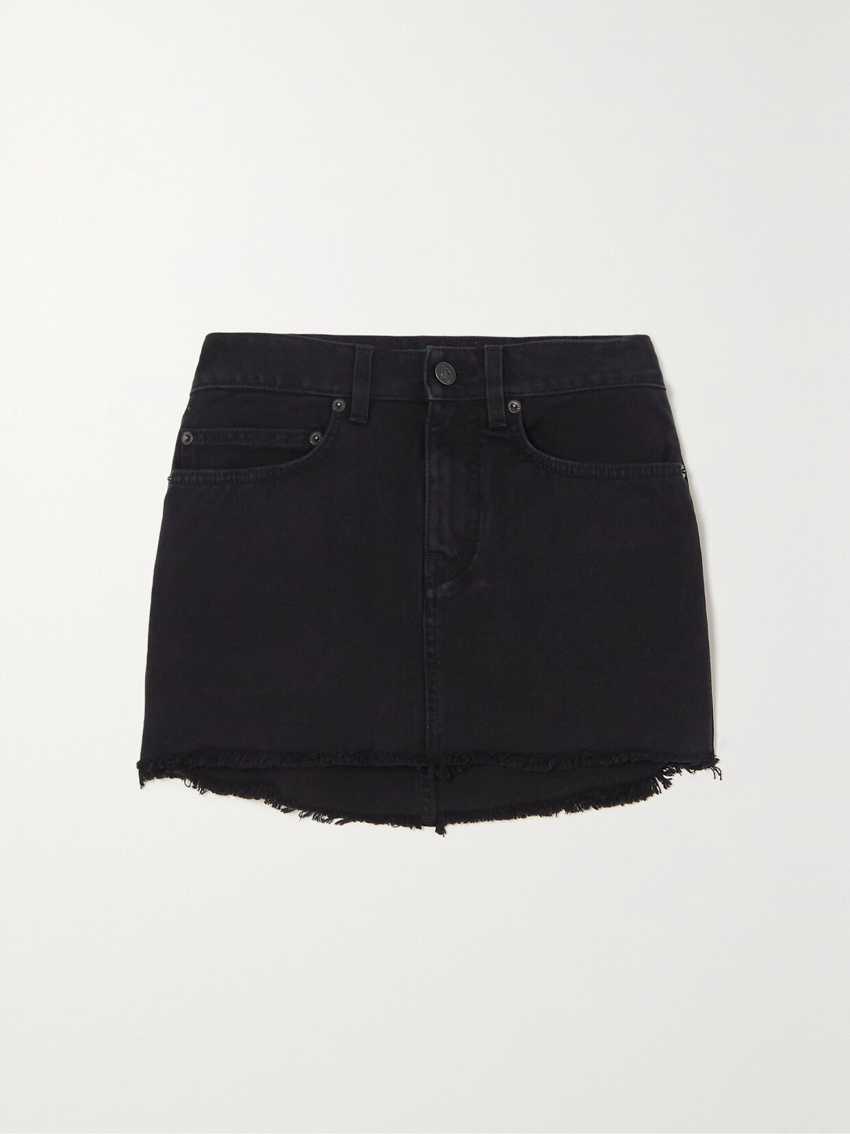 BALENCIAGA FRAYED DENIM MINI SKIRT