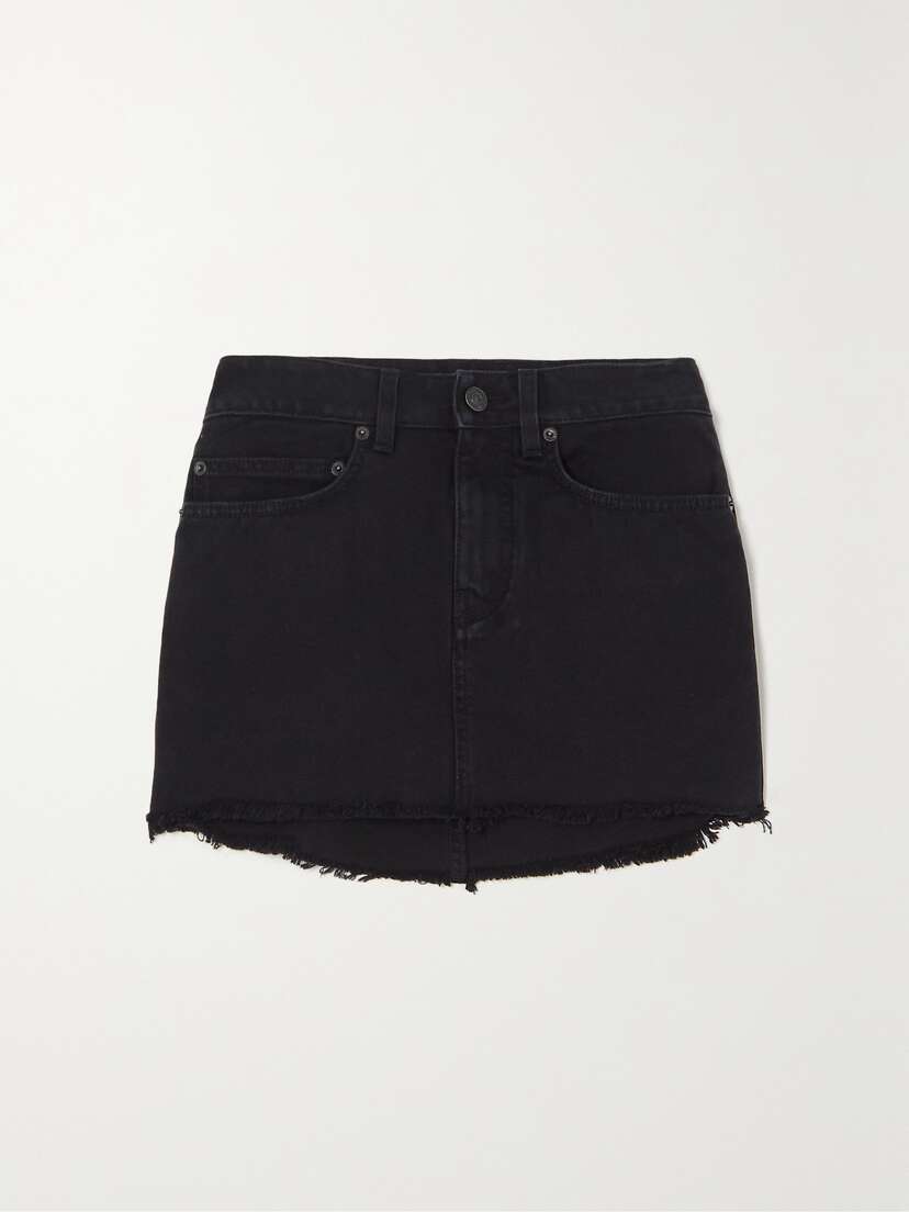 Balenciaga Frayed Denim Mini Skirt