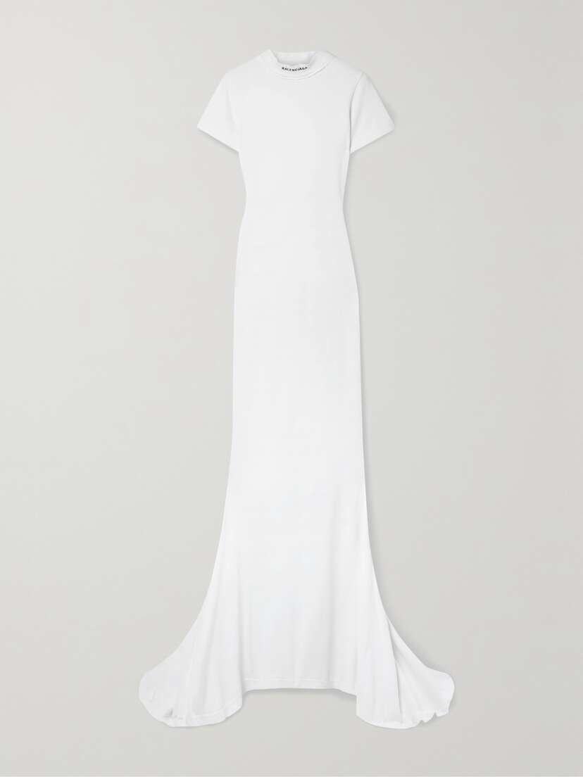Balenciaga Embroidered Stretch-cotton Jersey Maxi Dress