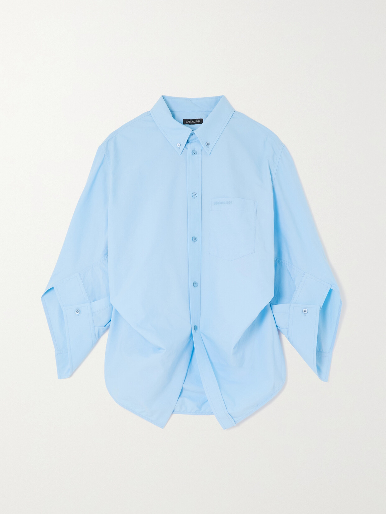 Balenciaga Swing Twisted Oversized Cotton Poplin Shirt - Blue