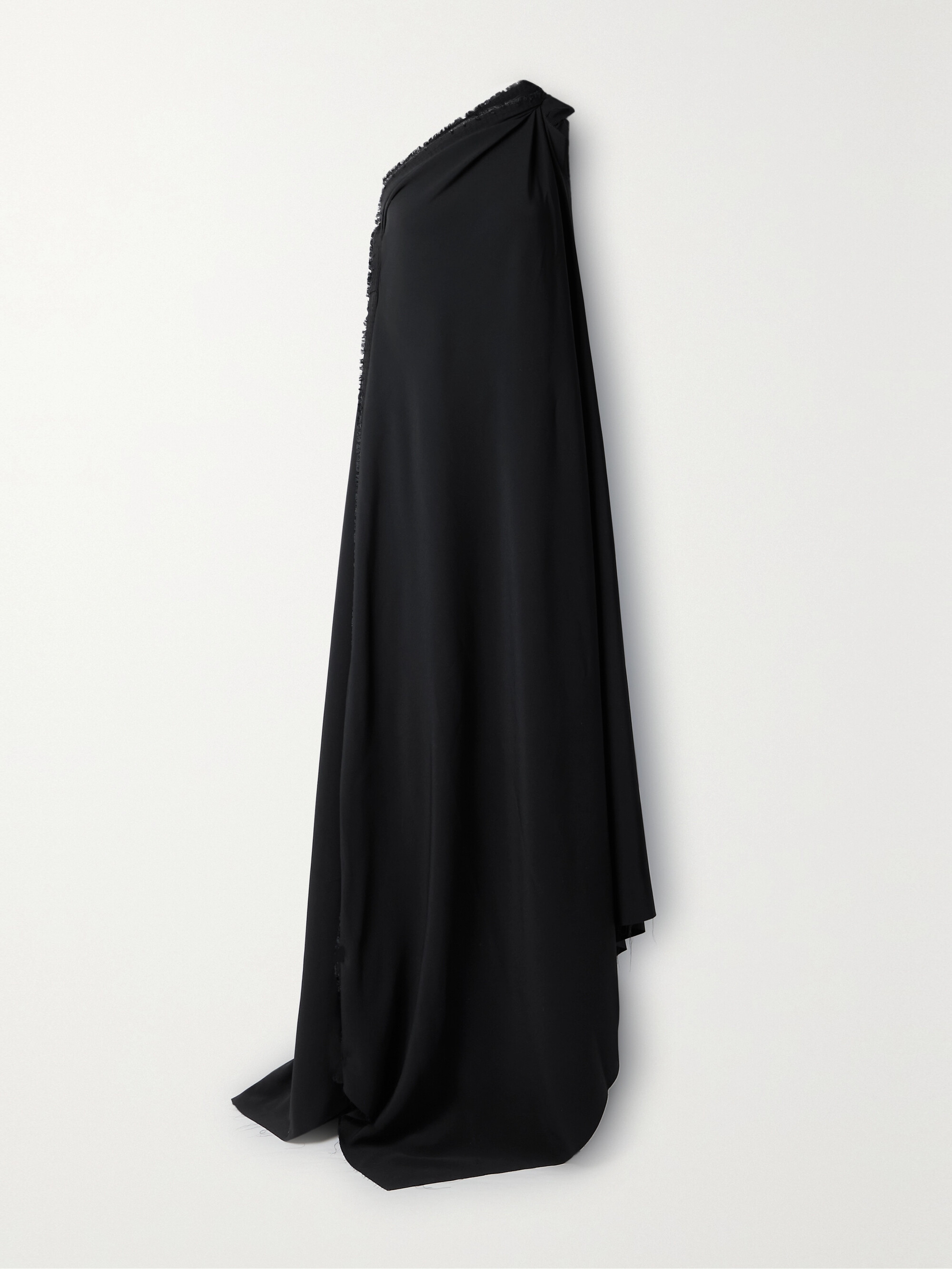 Balenciaga Asymmetric one-shoulder frayed draped crepe gown thumbnail