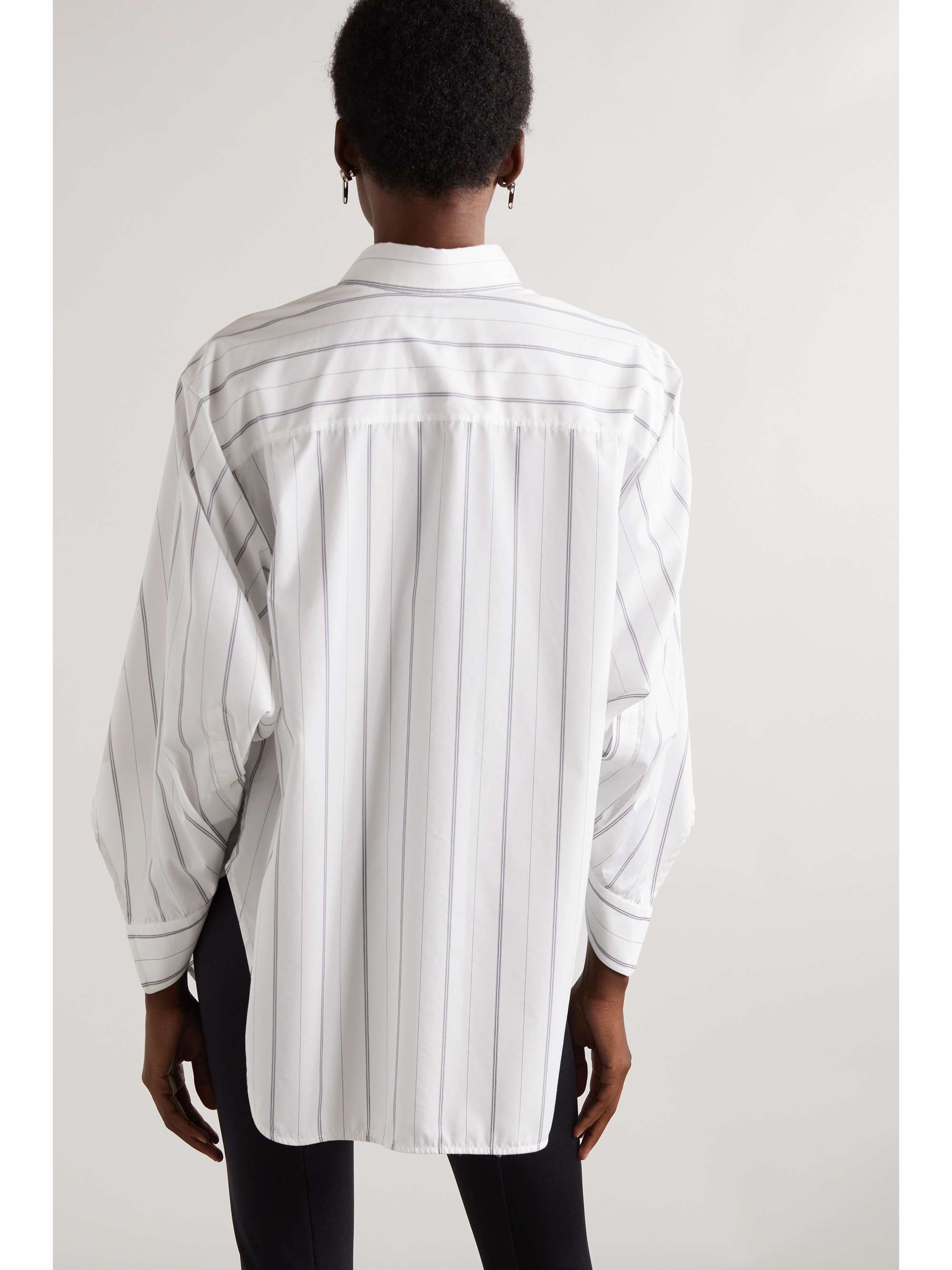 BALENCIAGA Swing Twisted oversized striped cotton-blend poplin shirt ...