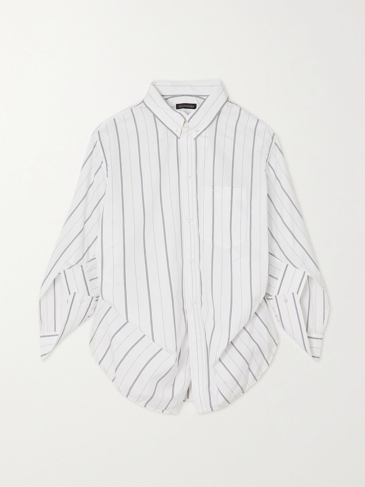 Balenciaga - Swing Twisted Oversized Striped Cotton-blend Poplin Shirt - White