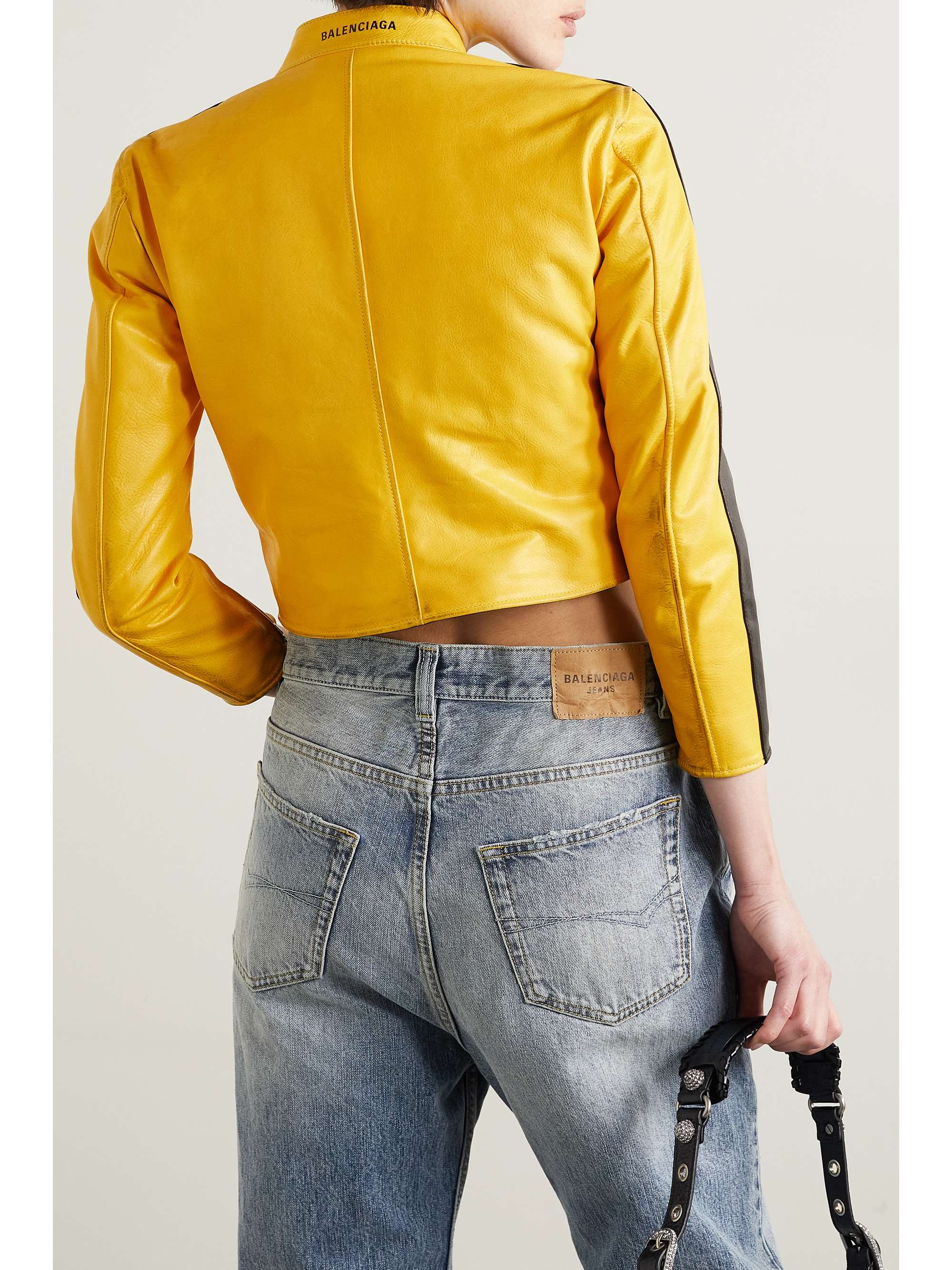 BALENCIAGA Cropped distressed leather jacket