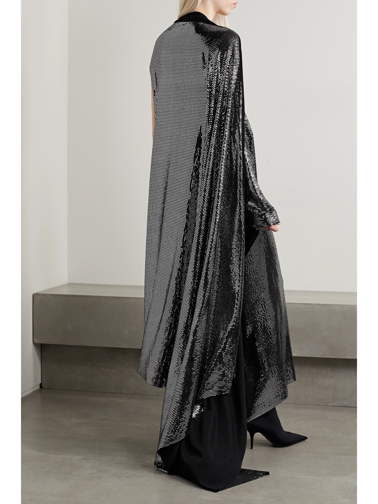 Shop Balenciaga Embellished Sequined Stretch-knit Gown In Black