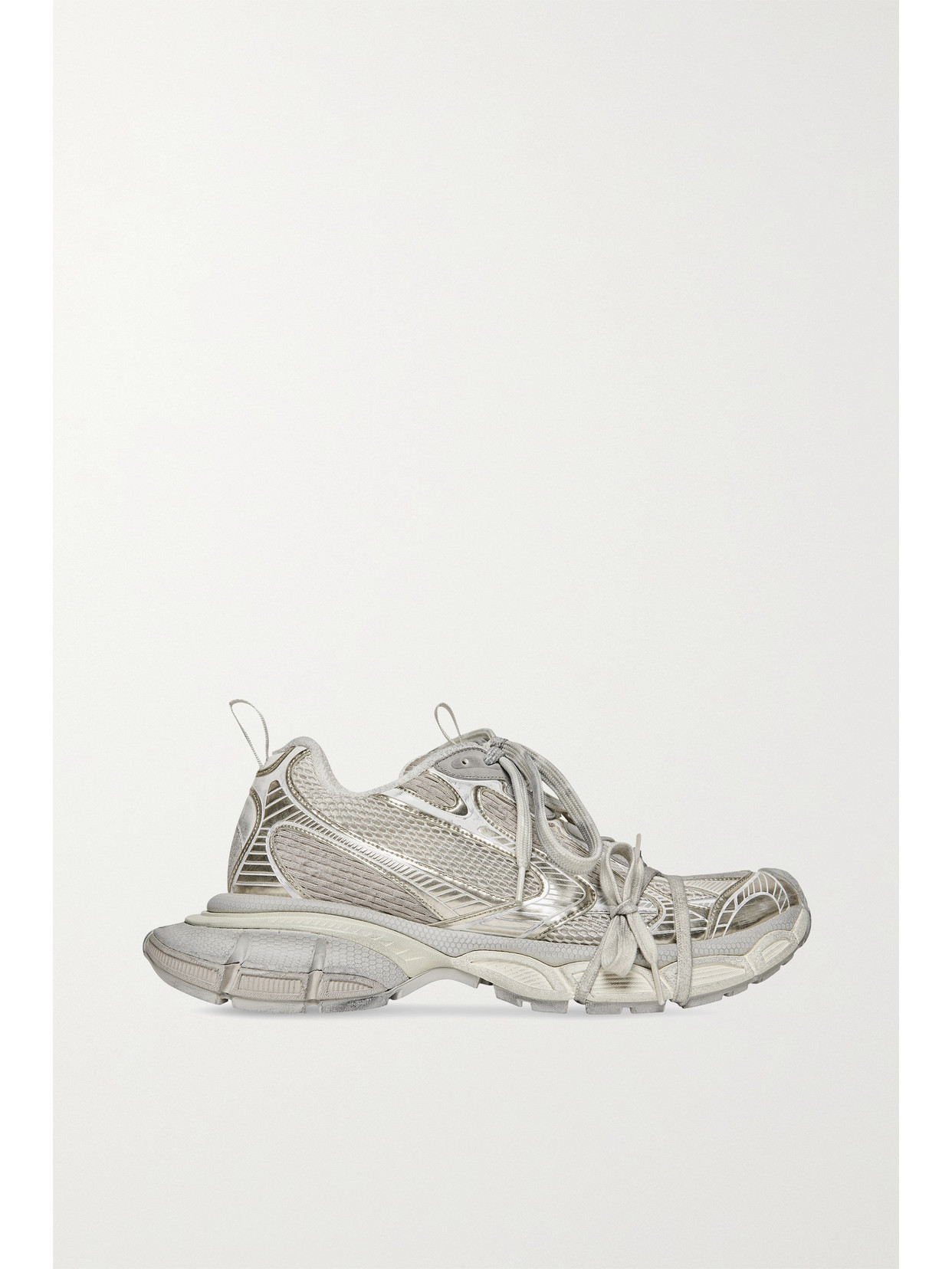 Balenciaga - 3xl Metallic Rubber And Mesh Sneakers - Ivory