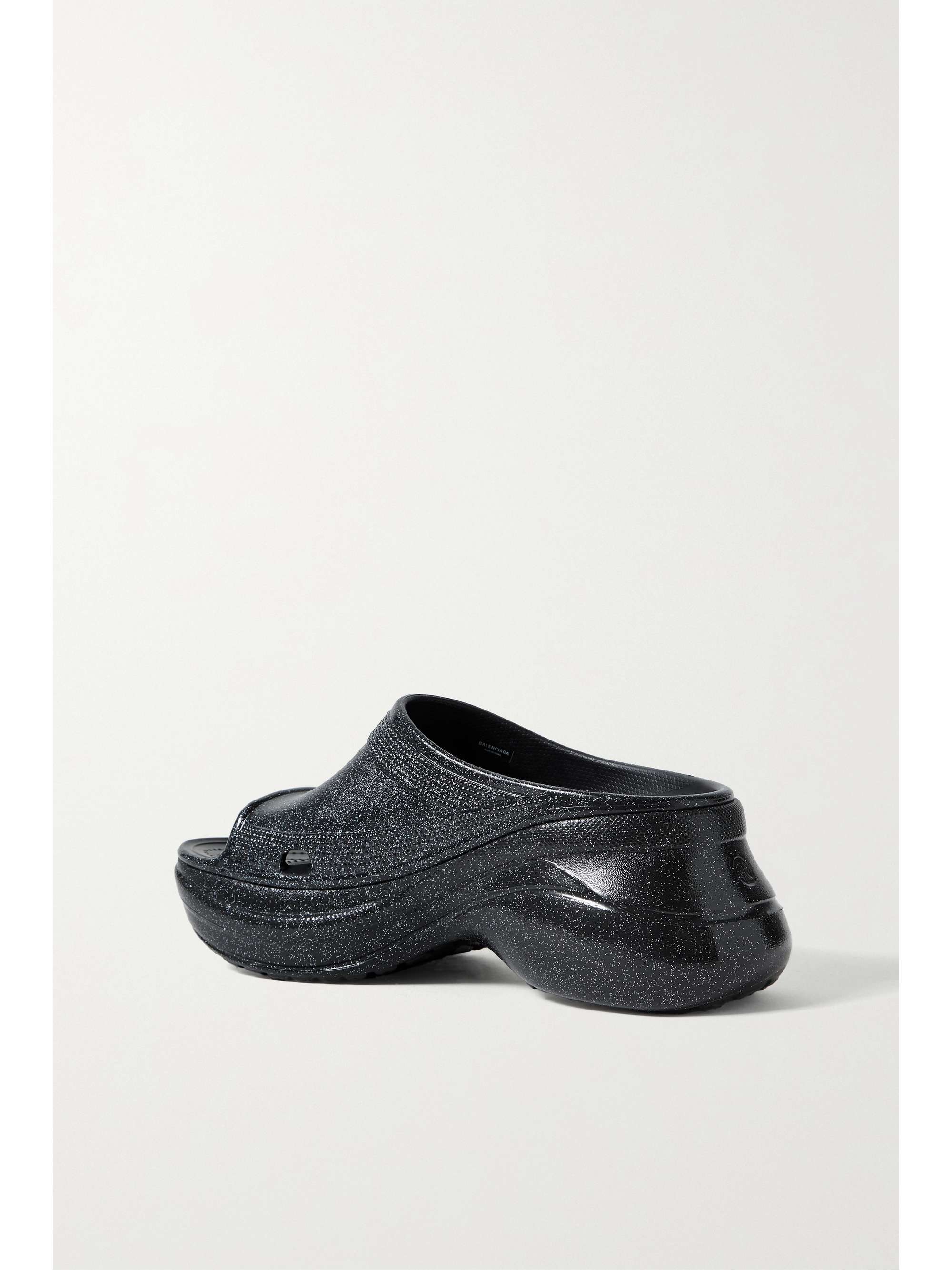 BALENCIAGA + Crocs Pool perforated iridescent rubber slides