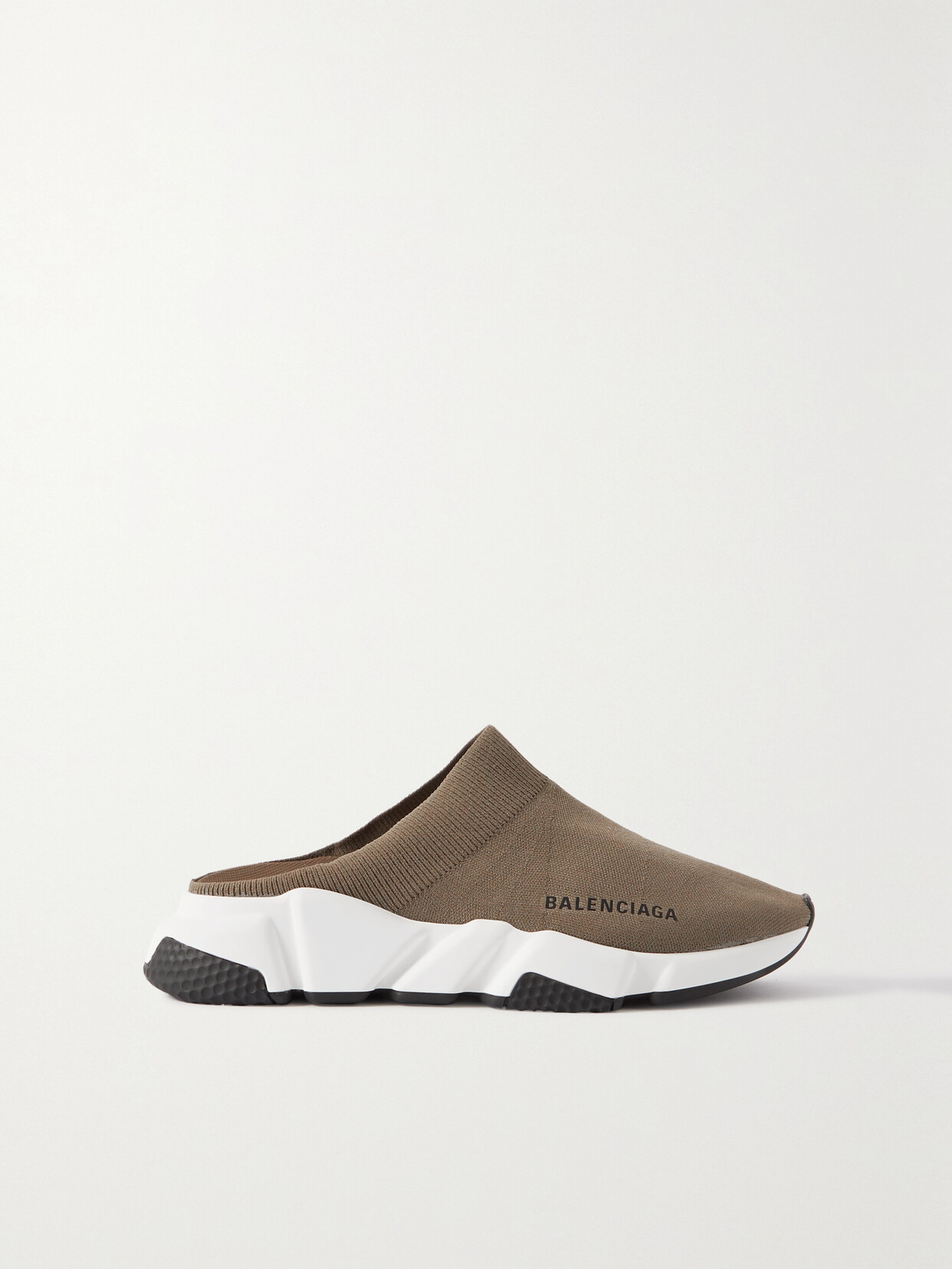 Balenciaga Speed Logo-printrecycled-knit Mules In Brown