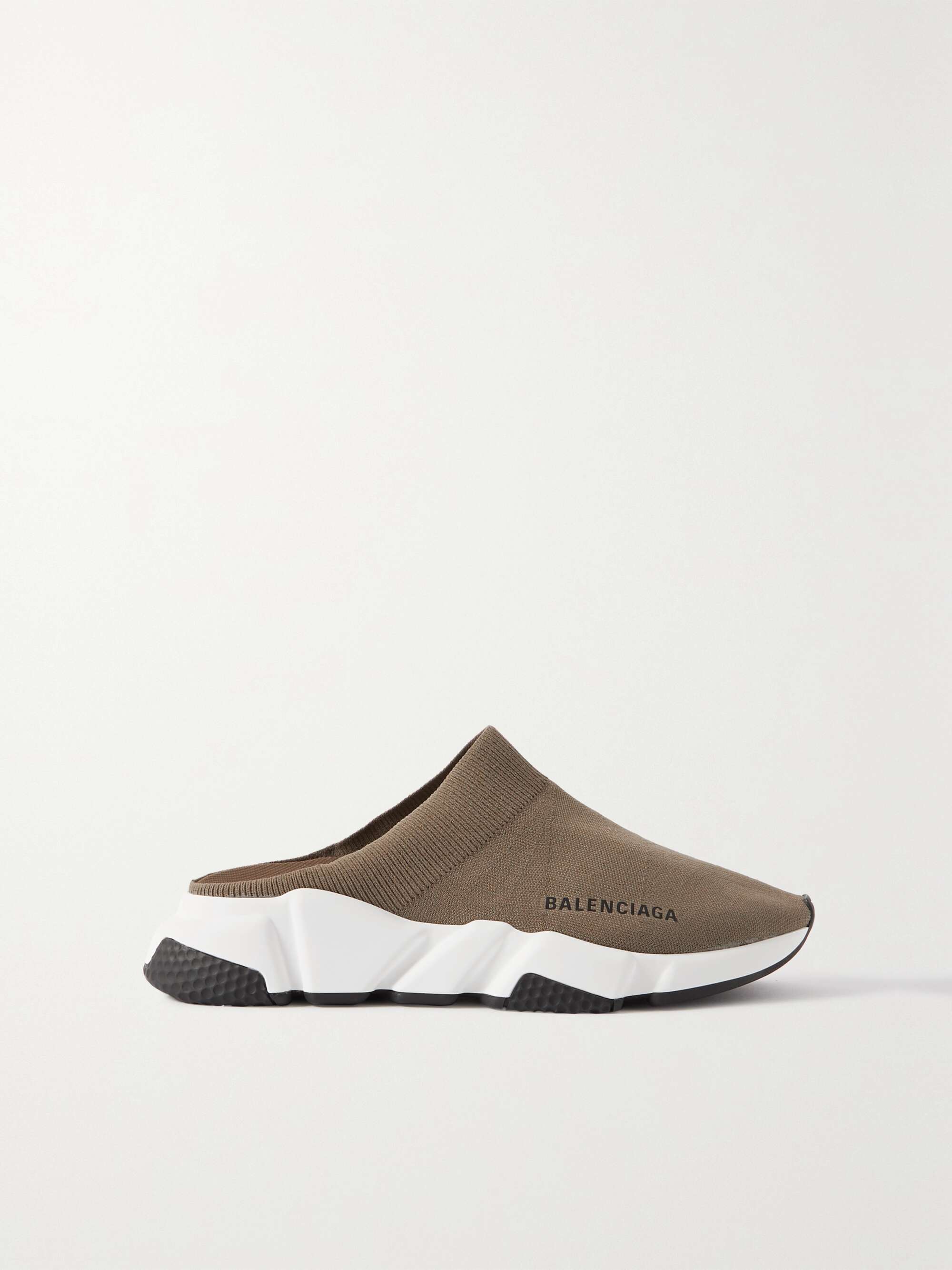 BALENCIAGA Speed logo-printed recycled-knit mules | NET-A-PORTER