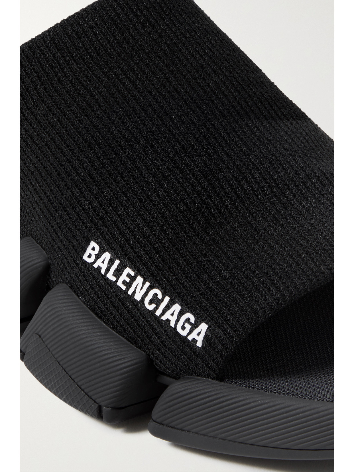 Balenciaga Speed 2.0 Logo-print Stretch-knit Slides In Black