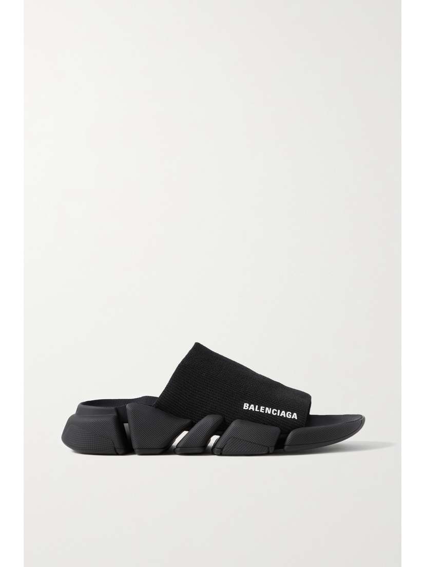 Balenciaga Speed 2.0 Logo-print Stretch-knit Slides