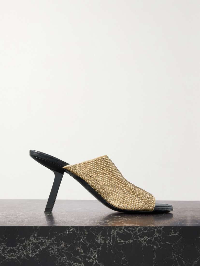 Balenciaga Tight Crystal-embellished Metallic Jersey Mules