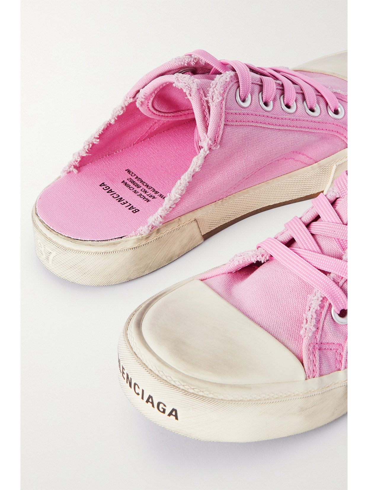 Shop Balenciaga Paris High Distressed Rubber And Cotton-canvas Slip-on Sneakers In Pink