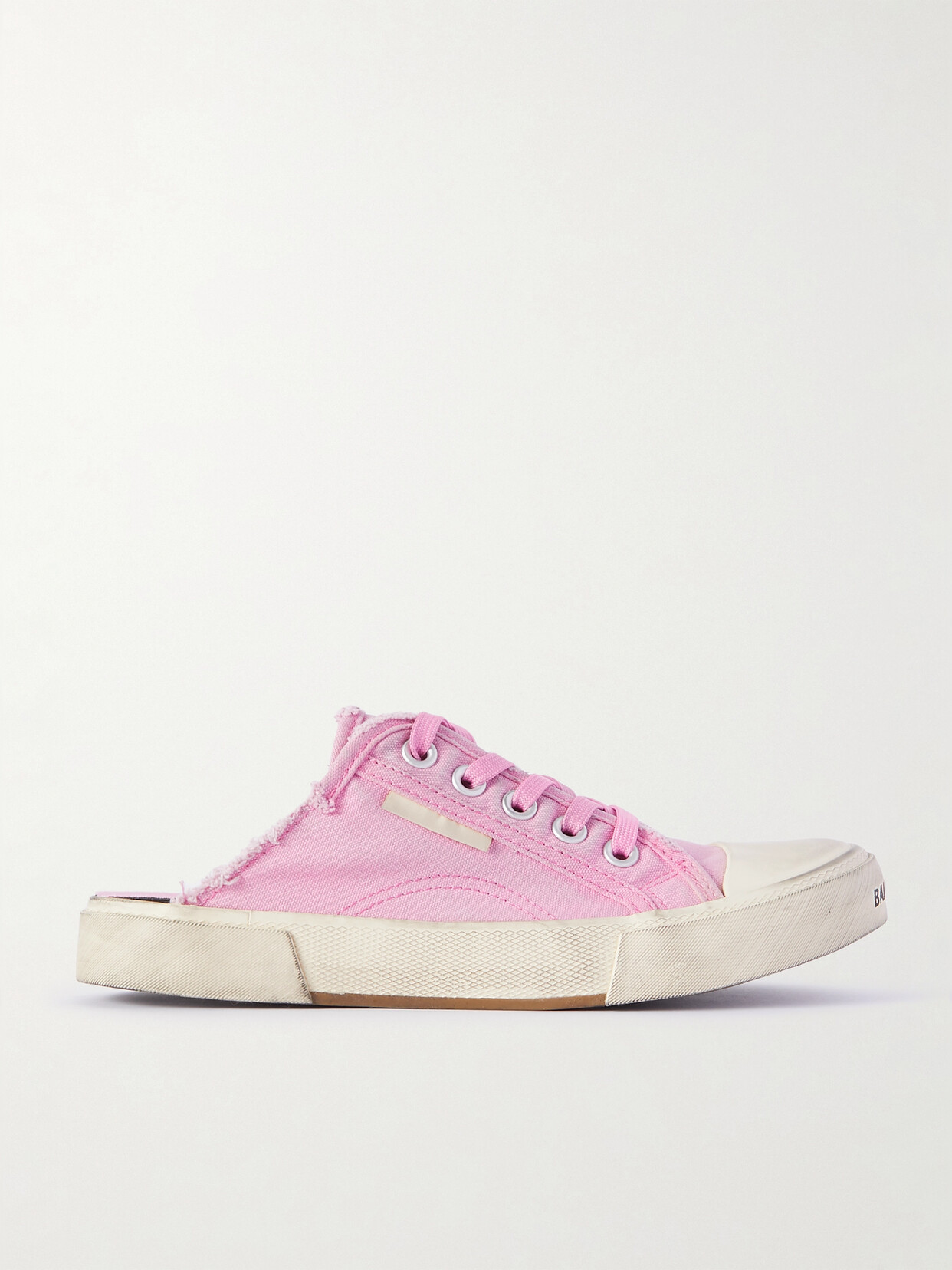 Balenciaga Paris High Distressed Rubber And Cotton-canvas Slip-on Sneakers In Pink,white