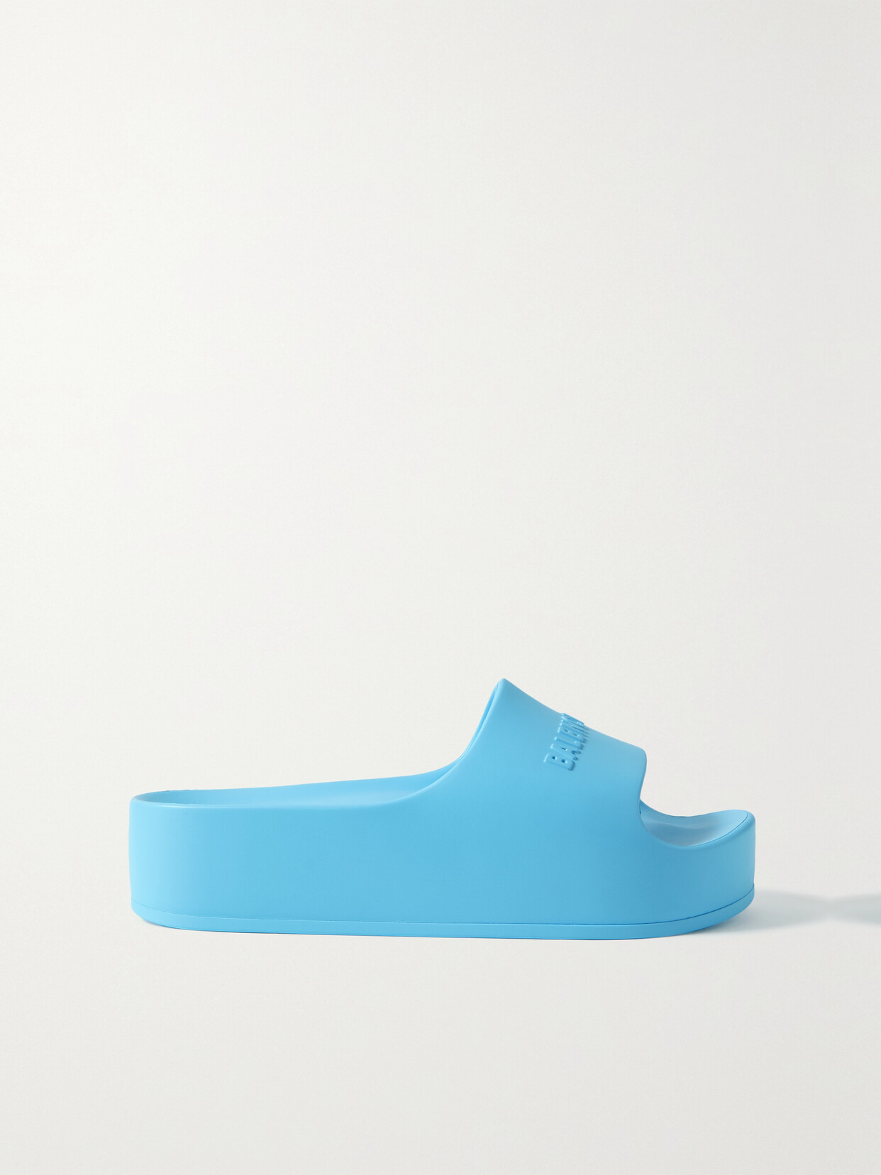 Balenciaga - Mono Logo-embossed Rubber Platform Slides - Blue