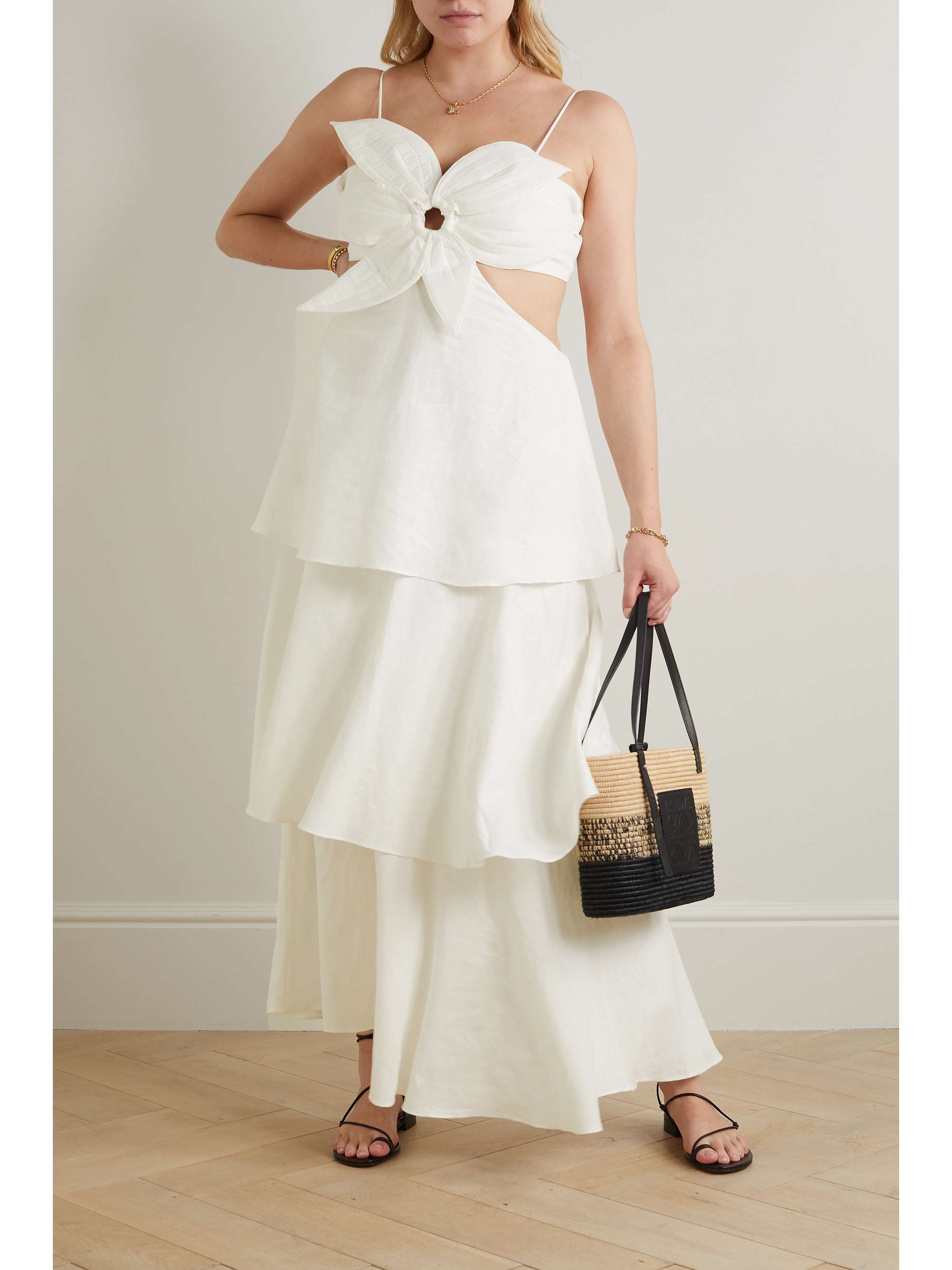 net-a-porter.com | Tiered cutout linen-blend maxi dress