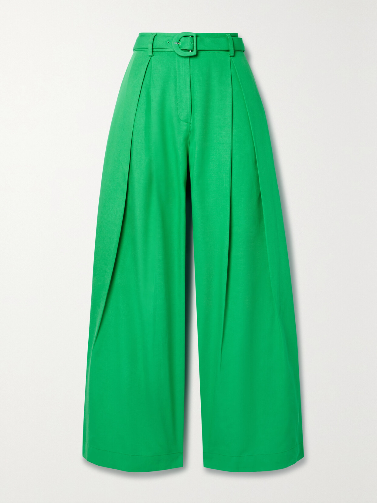 Farm Rio - Belted Lyocell And Cotton-blend Wide-leg Pants - Green