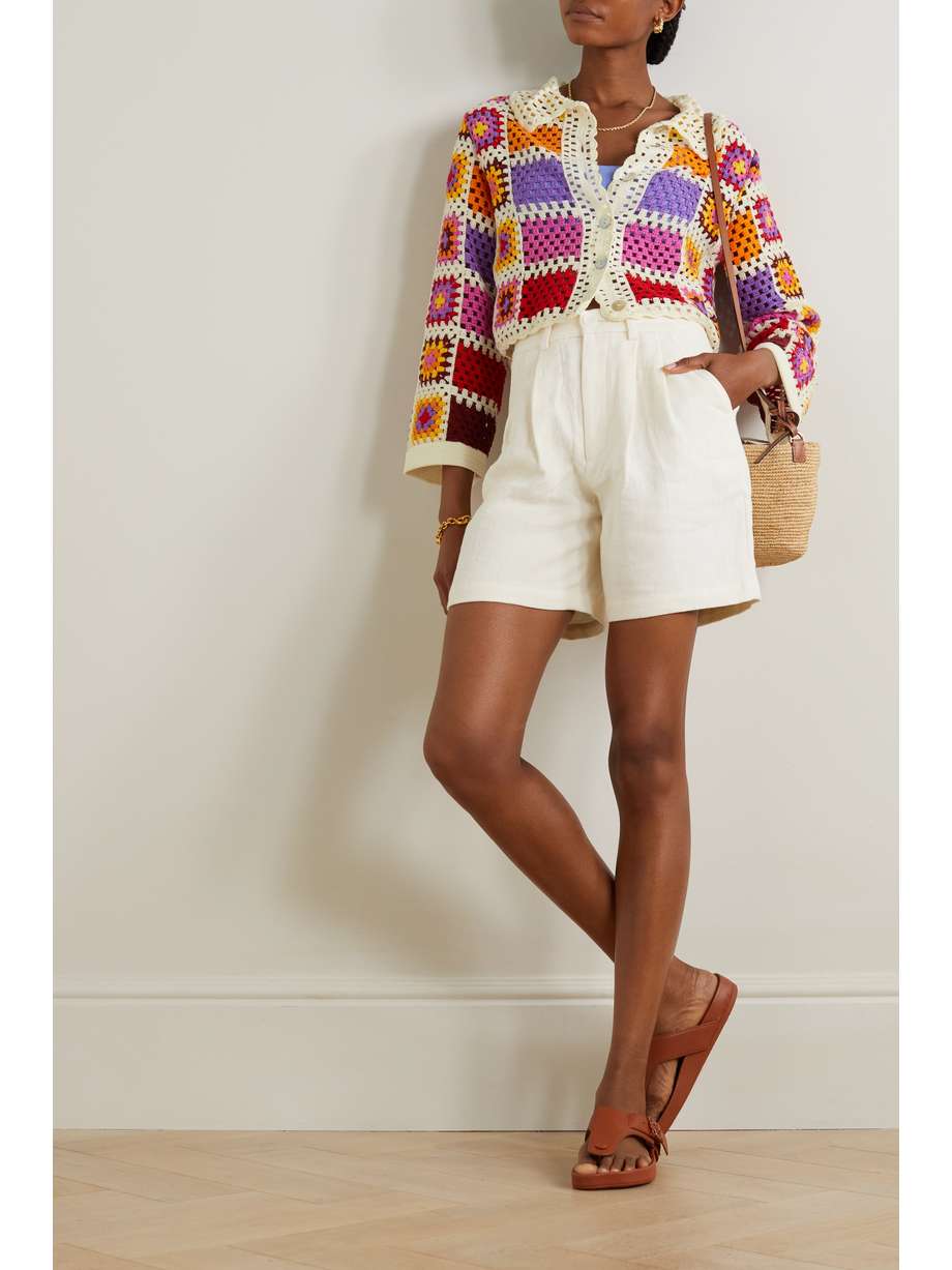 FARM RIO Striped crochetknit cardigan NETAPORTER