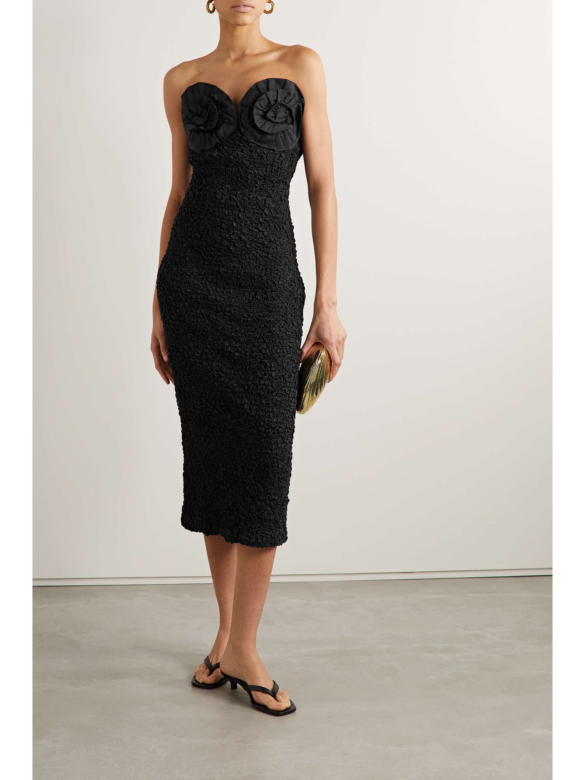 MARA HOFFMAN Mona strapless poplintrimmed popcorn cotton midi dress