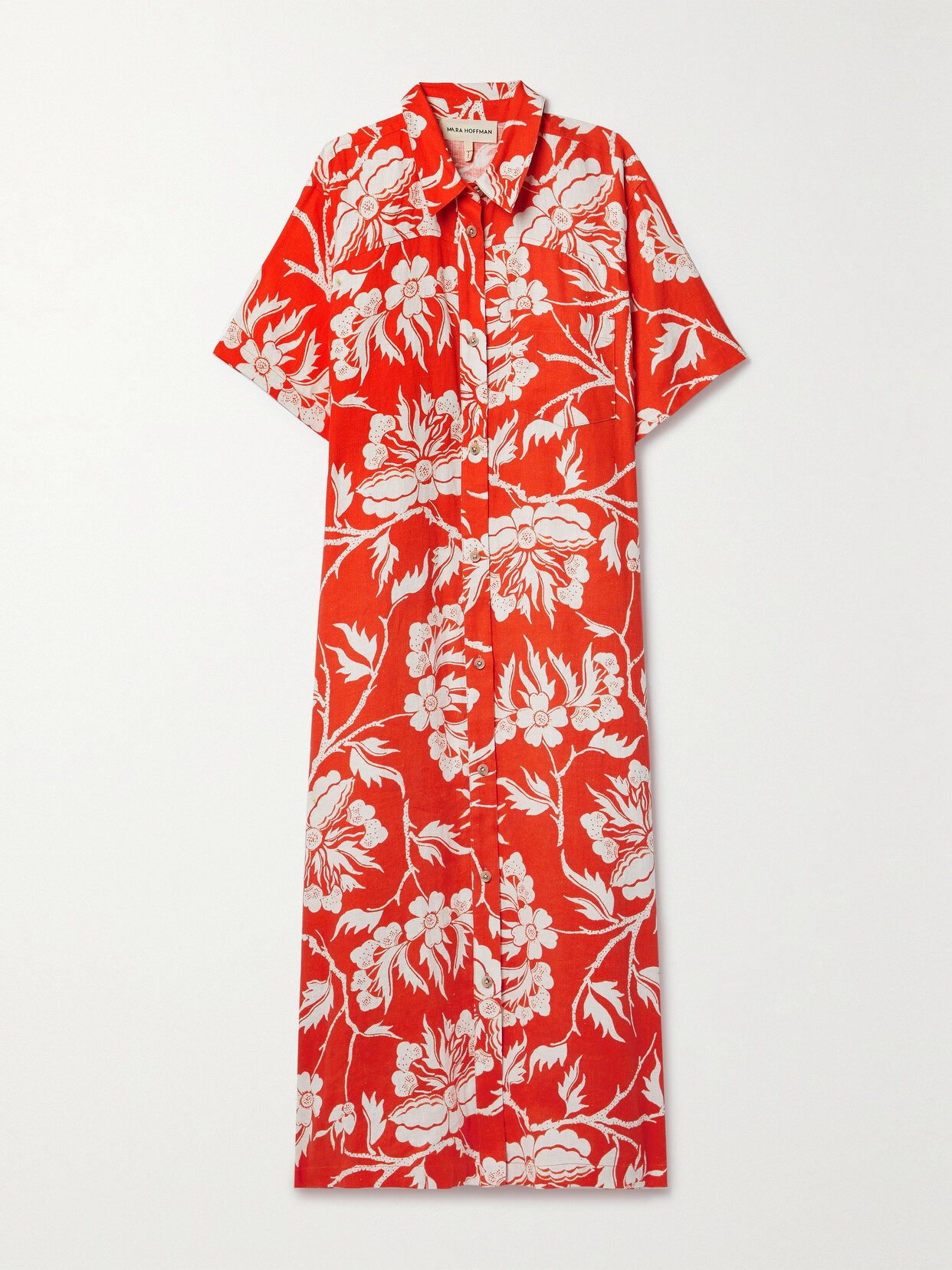 Mara Hoffman - + Net Sustain Abbie Floral-print Hemp Midi Shirt Dress - Orange