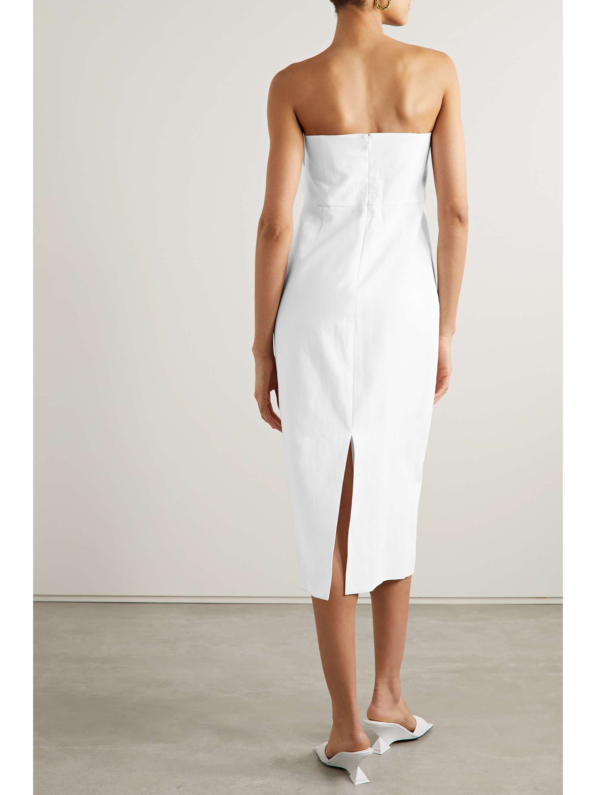 MARA HOFFMAN Maia strapless embellished TENCEL Lyocell and linen-blend midi dress
