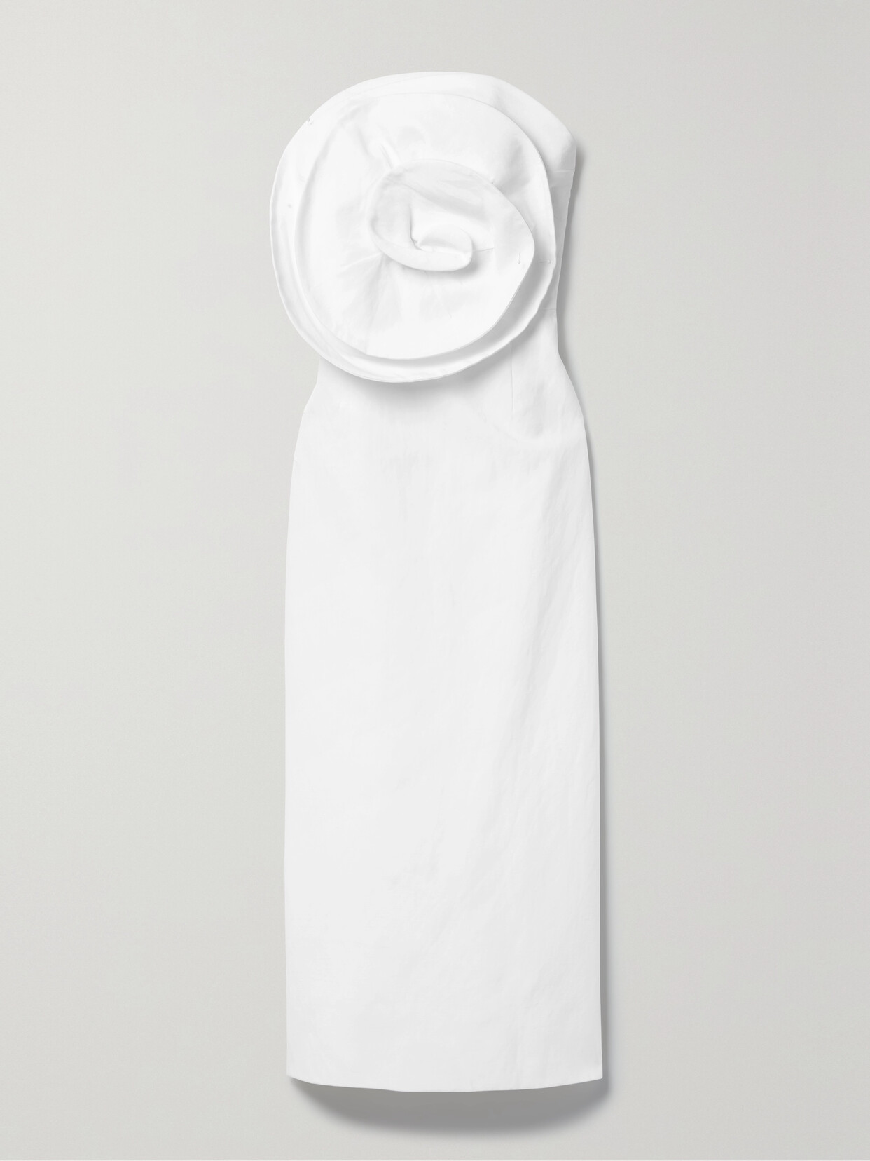 Shop Mara Hoffman + Net Sustain Maia Strapless Embellished Tencel Lyocell And Linen-blend Midi Dress In White