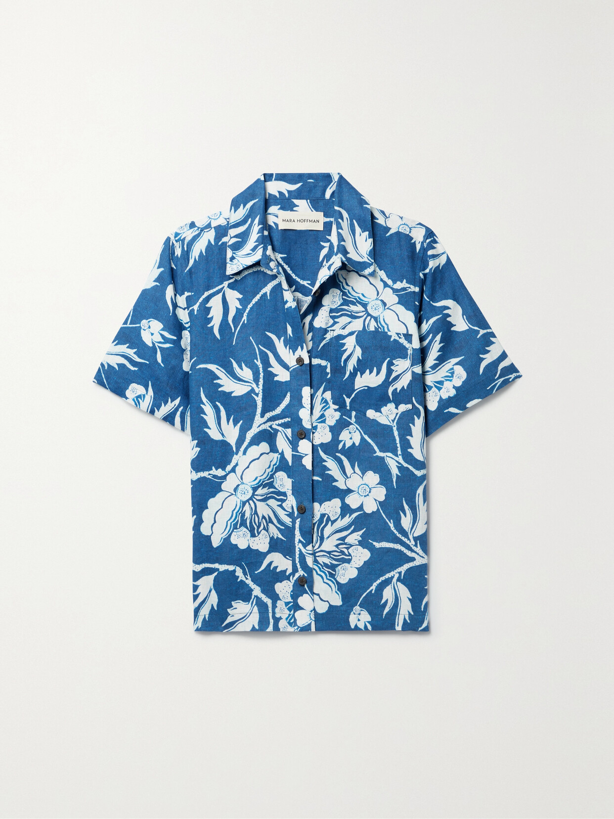 Mara Hoffman - Otto Floral-print Hemp Shirt - Blue