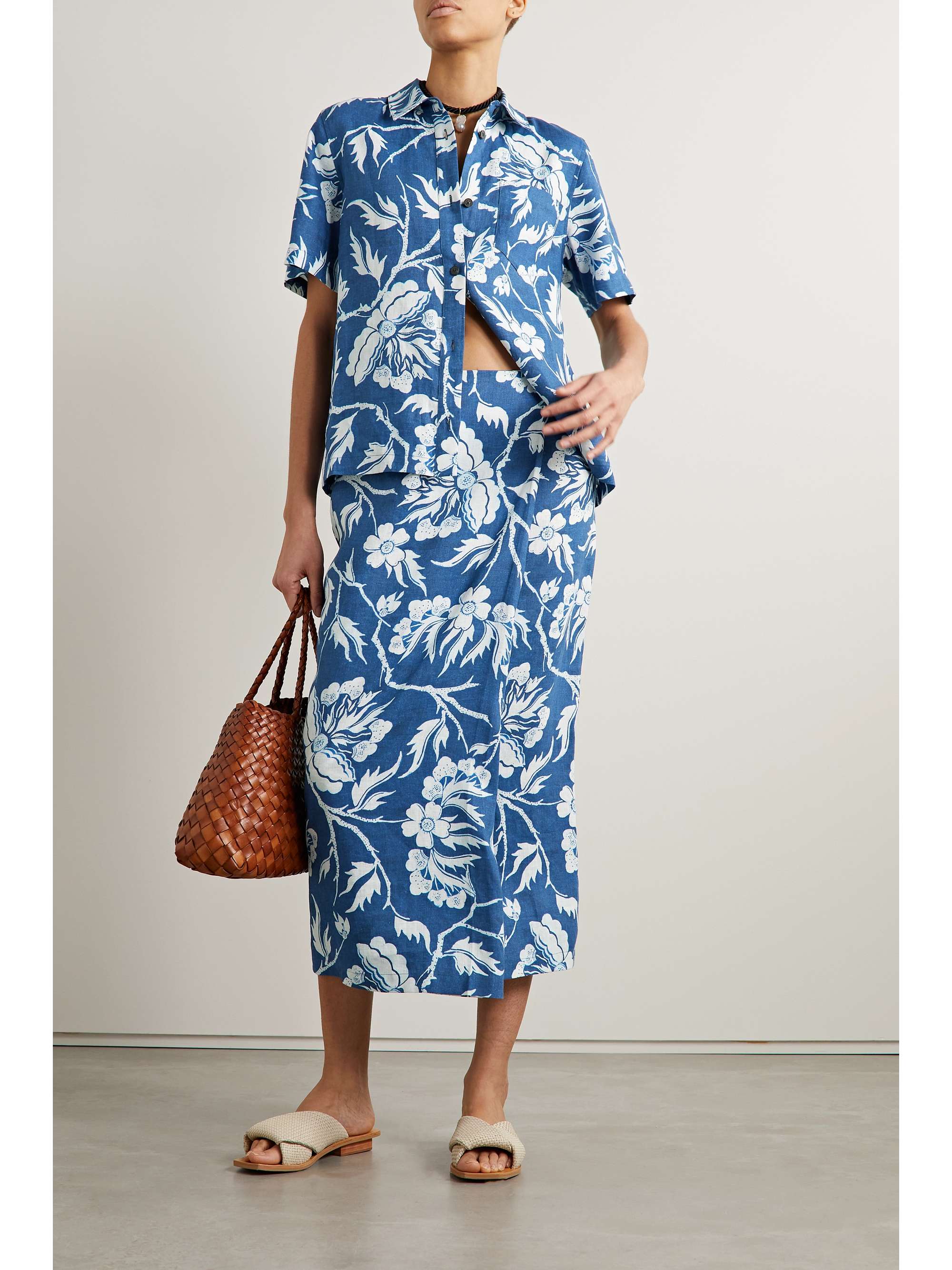 MARA HOFFMAN Otto floral-print hemp shirt