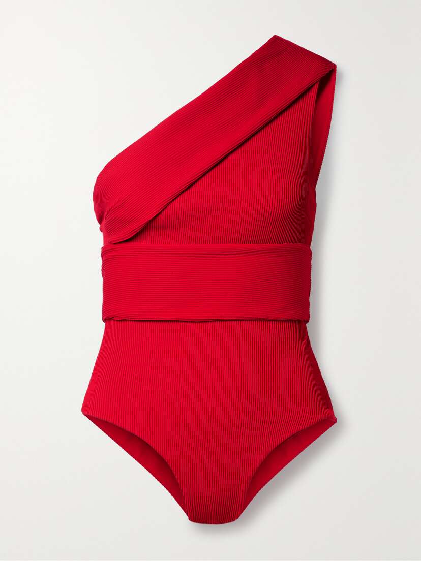 Haight + Net Sustain Maria One-shoulder Ribbed Swimsuit