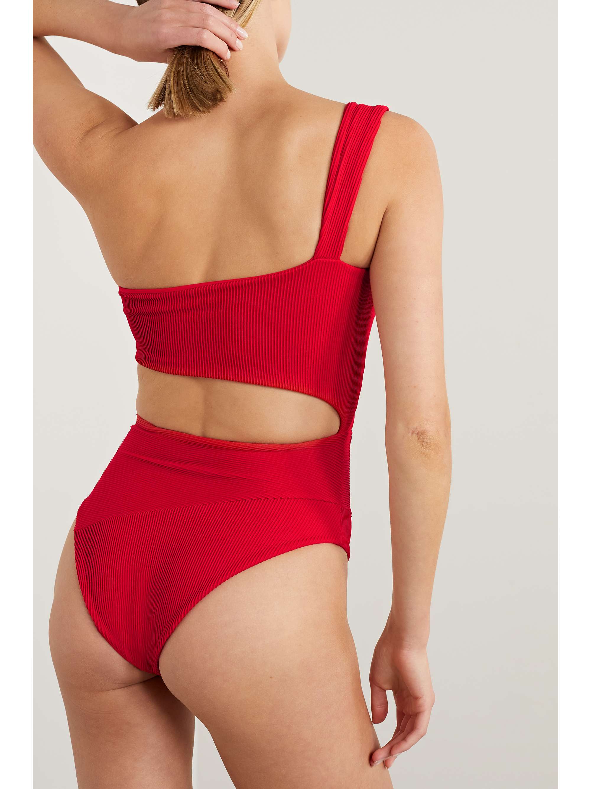 HAIGHT Iu one-shoulder cutout ribbed swimsuit