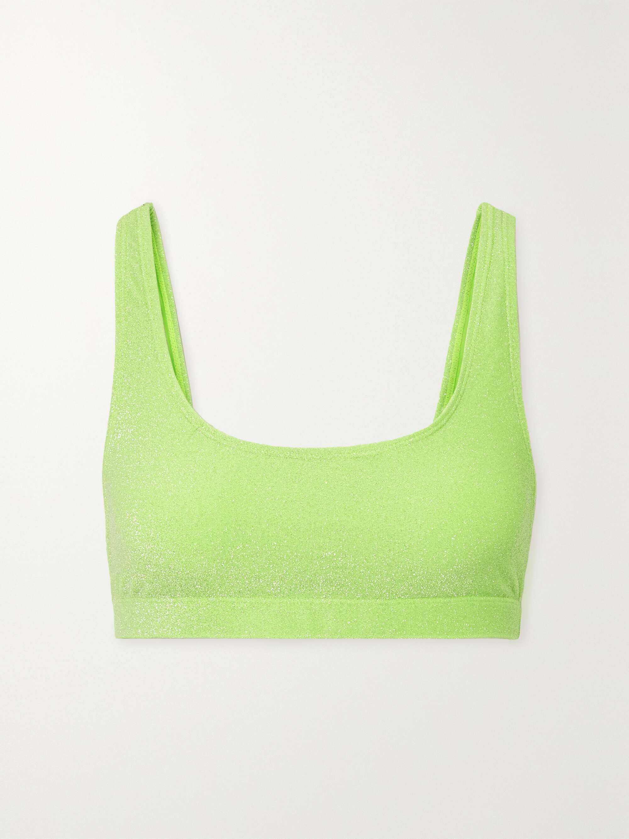 GOOD AMERICAN Sparkle metallic neon bikini top