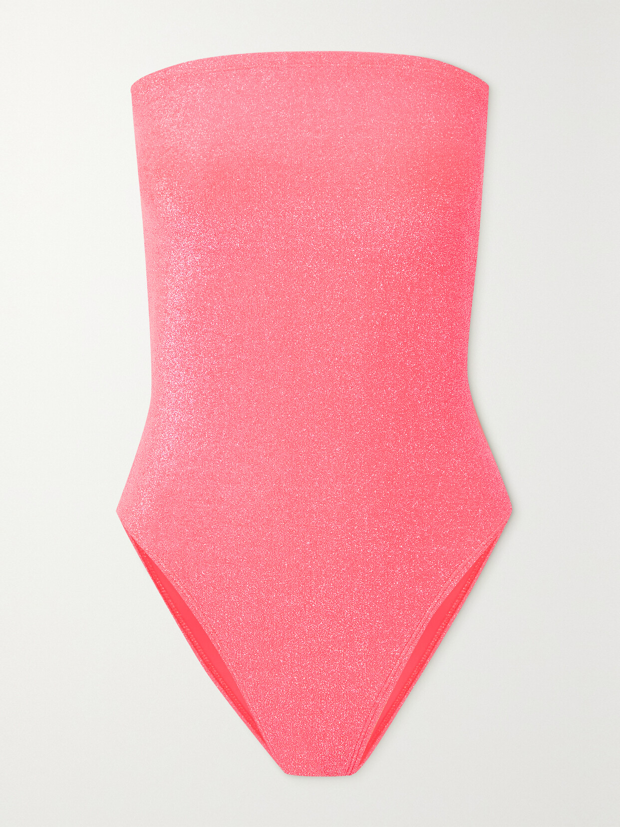 GOOD AMERICAN - Sparkle Strapless Metallic Neon Swimsuit - Pink