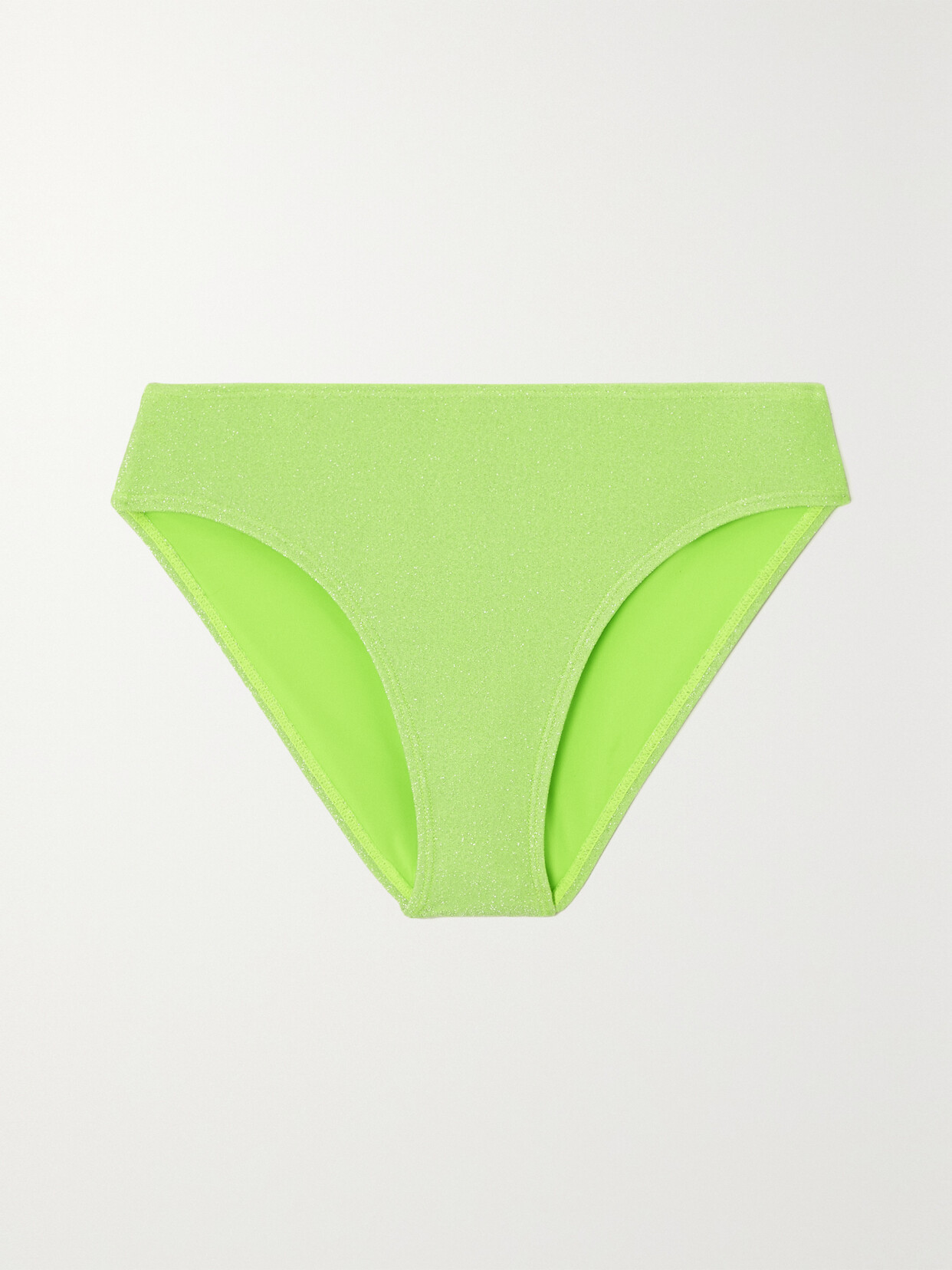 Shop Good American Sparkle Metallic Neon Bikini Briefs In Green