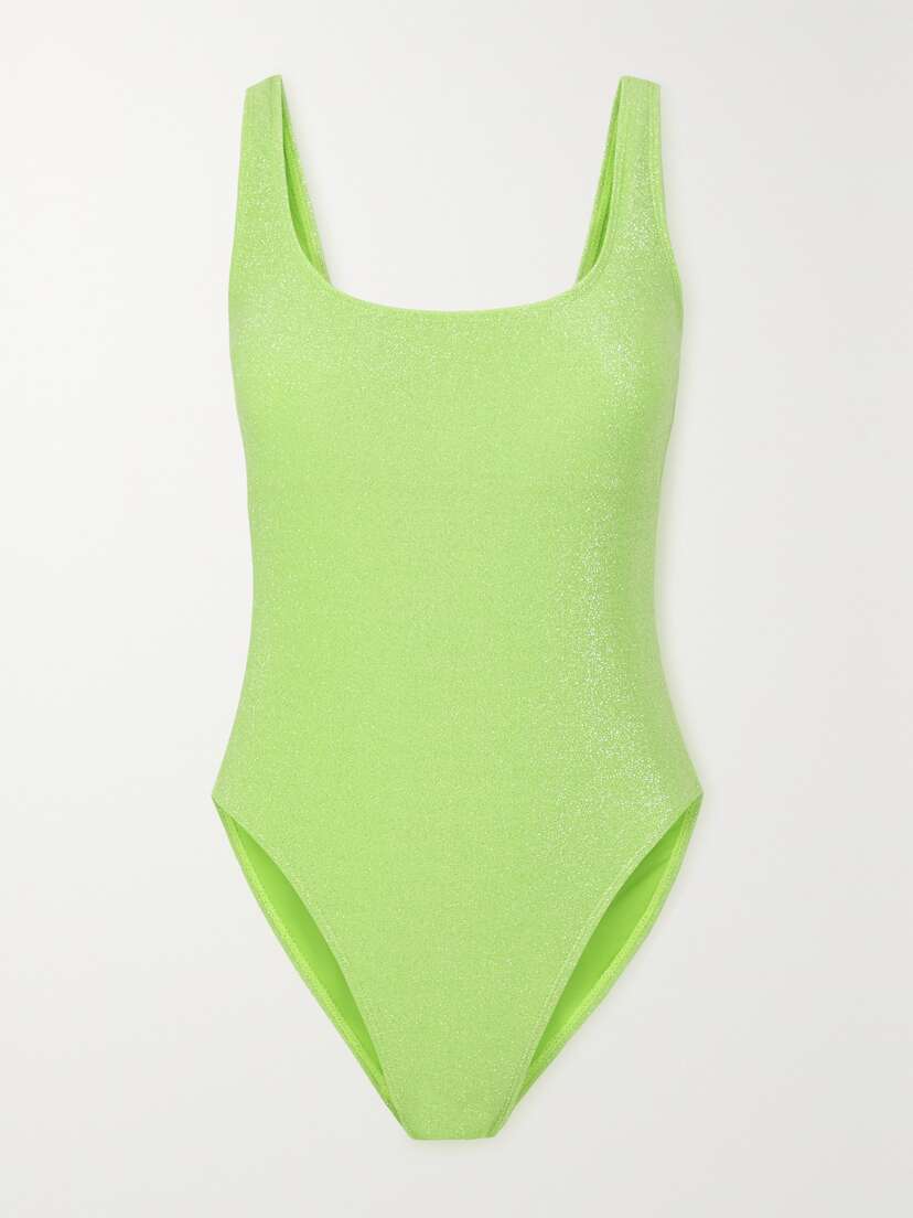 GOOD AMERICAN Sparkle Modern Metallic Neon Swimsuit