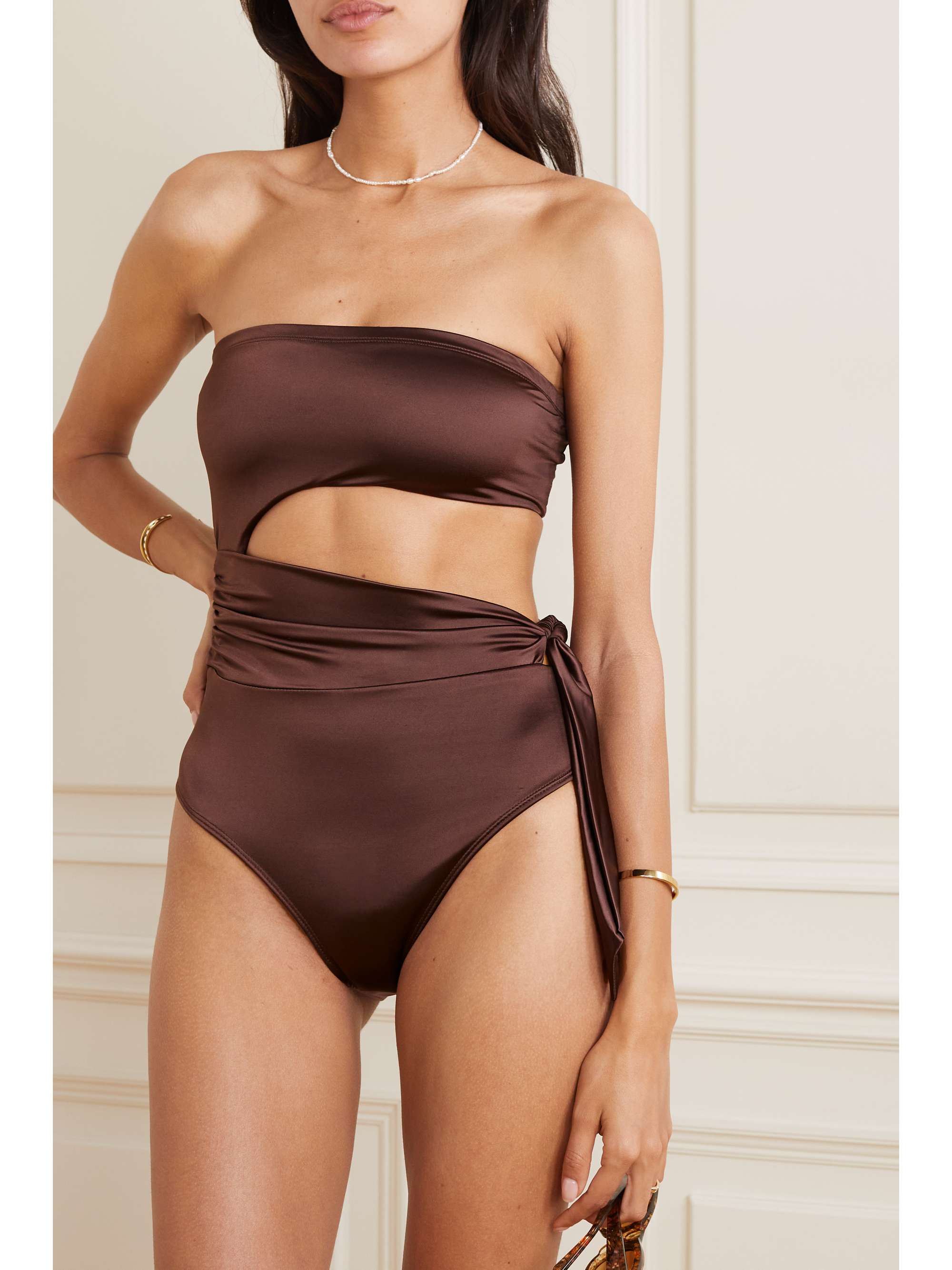 GOOD AMERICAN Strapless cutout swimsuit NET A PORTER