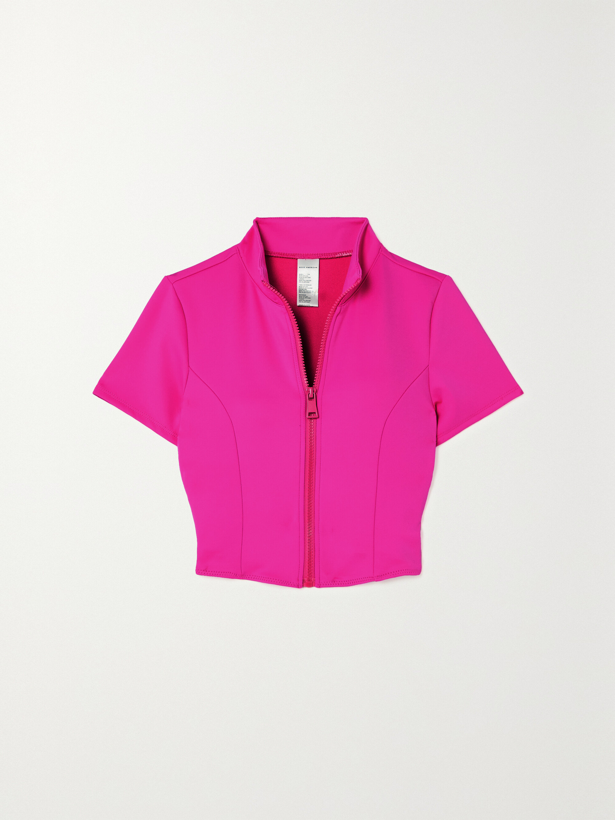 Good American Good Compression neon stretch-scuba rash guard