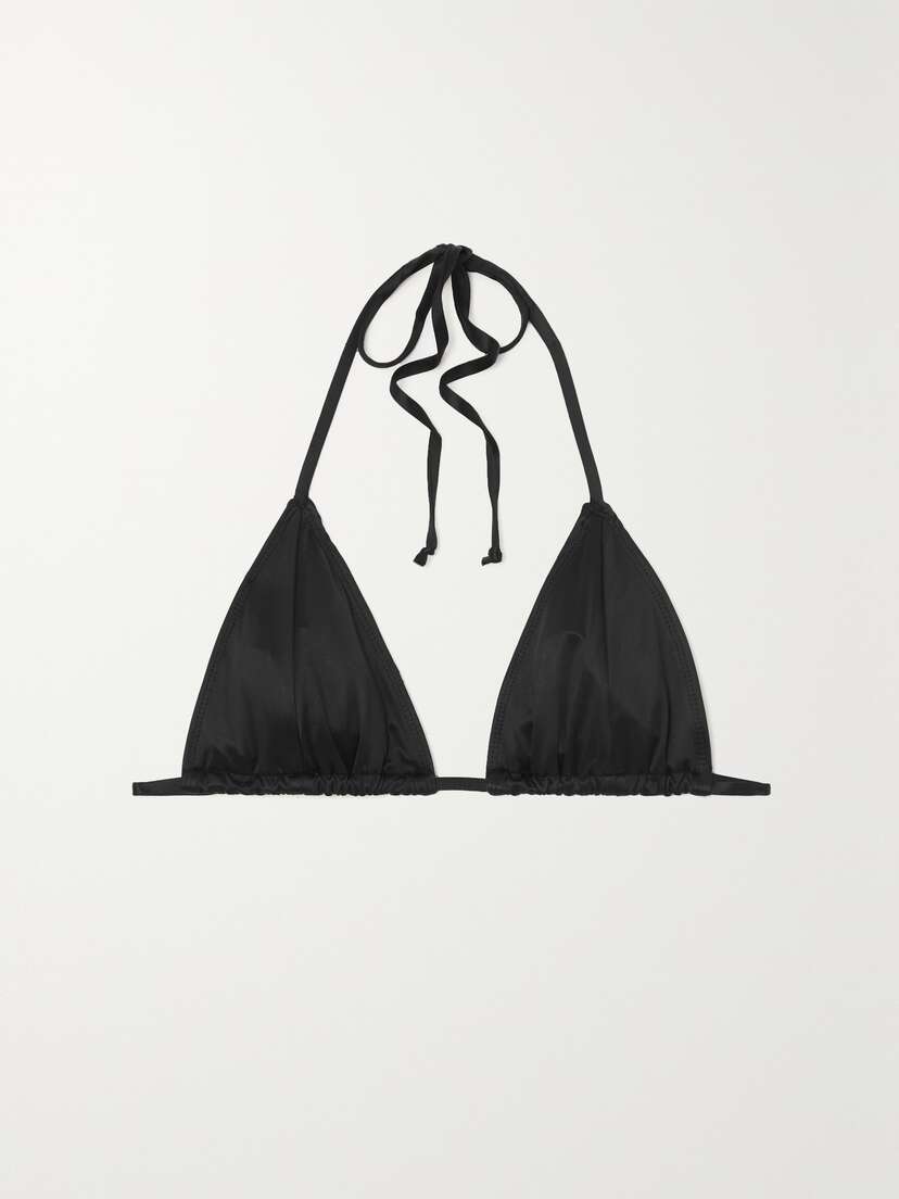 GOOD AMERICAN Tiny Ties Stretch-satin Triangle Bikini Top