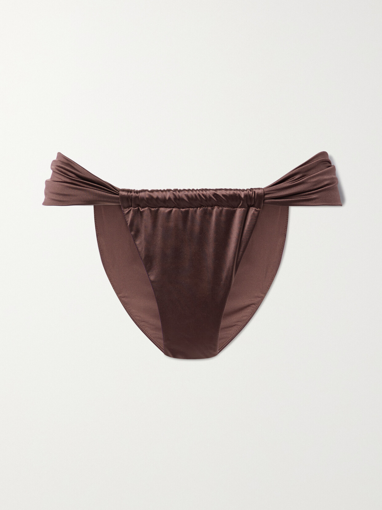 GOOD AMERICAN - Bali Stretch-satin Bikini Briefs - Brown