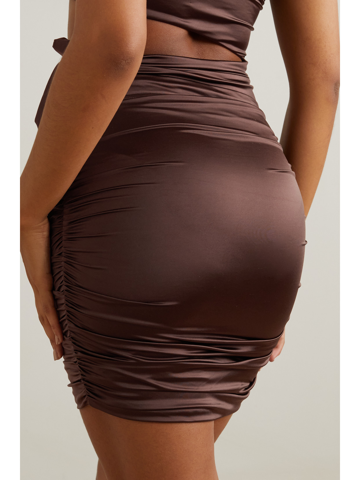 Ruched Stretch-Satin Mini
