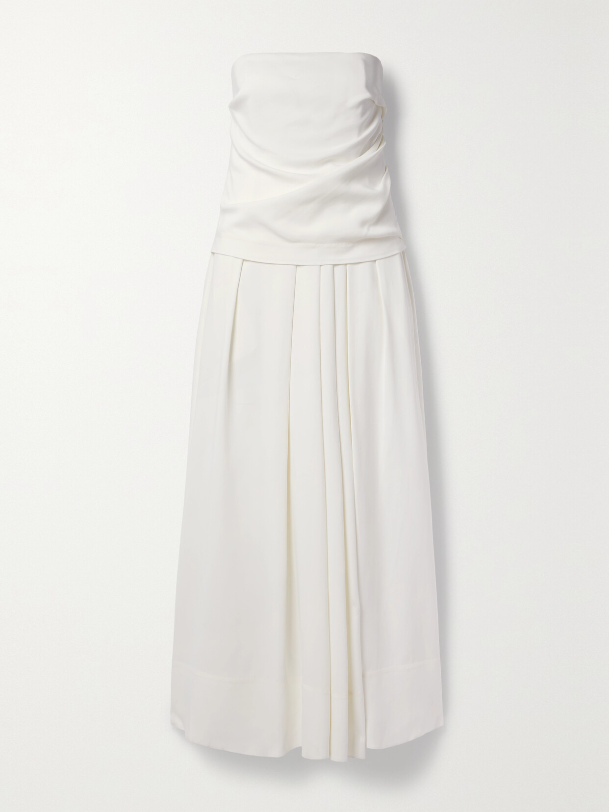 Co - Strapless Gathered Stretch-jersey Maxi Dress - Ivory