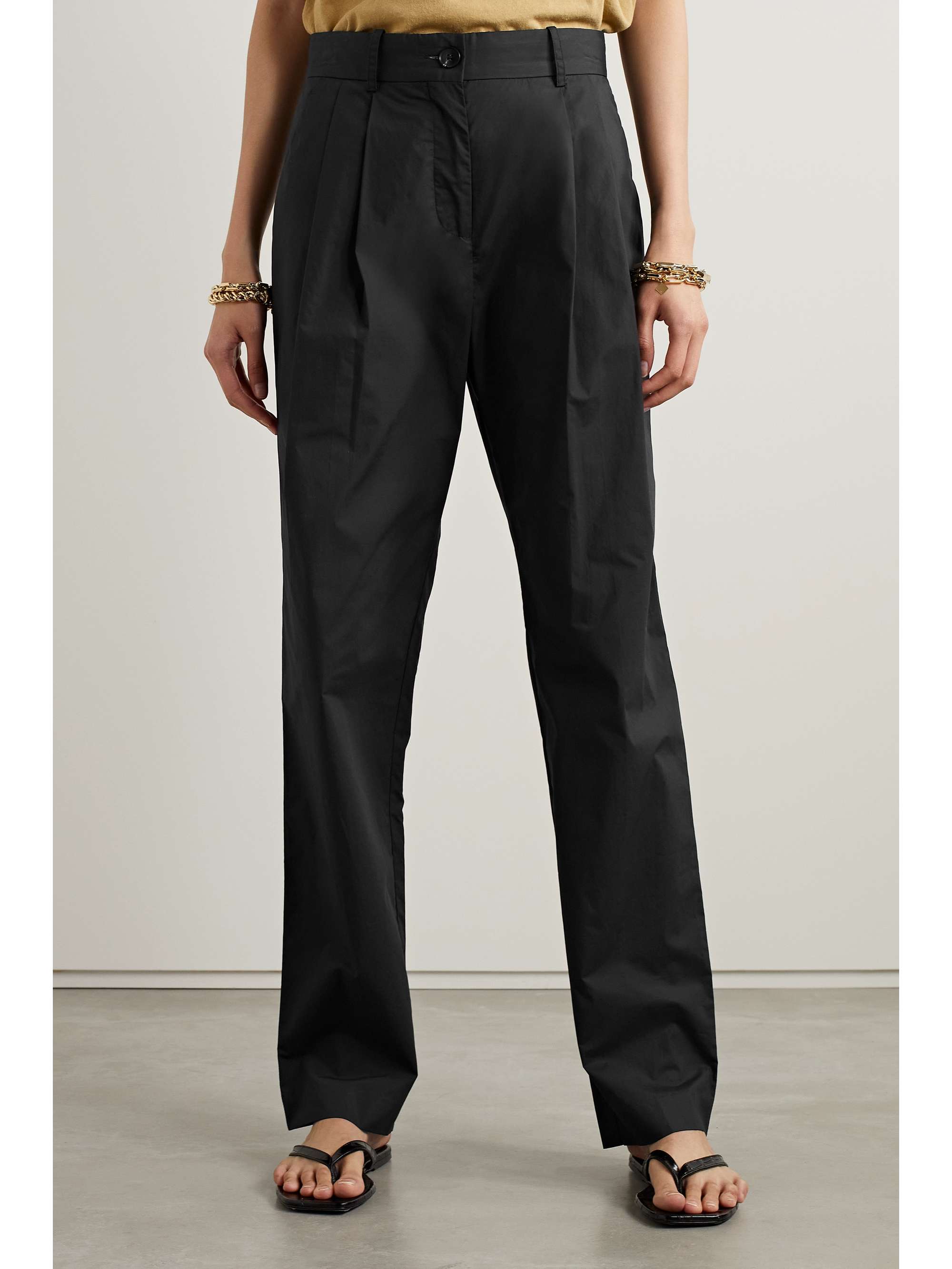 CO Pleated cottonpoplin straightleg pants NETAPORTER