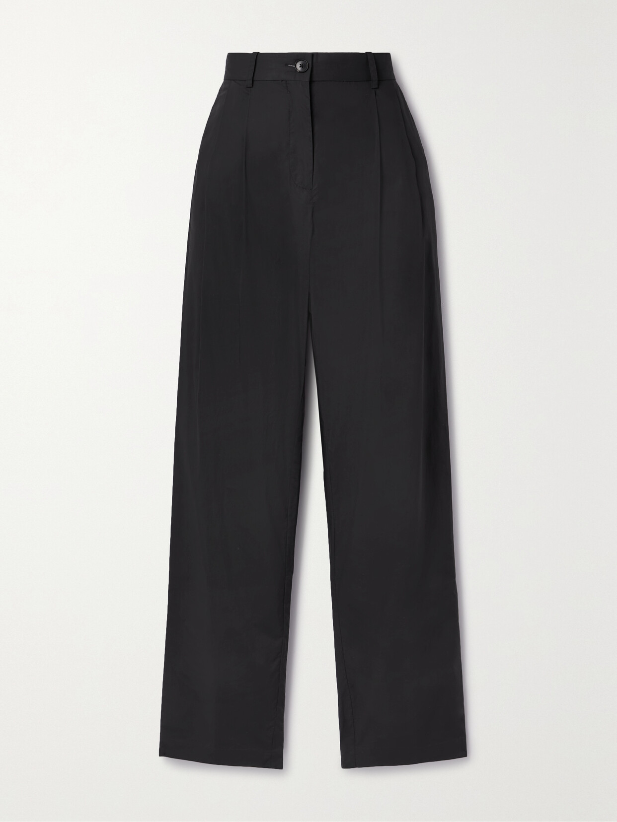 Co - Pleated Cotton-poplin Straight-leg Pants - Black